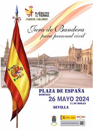 Jura de bandera para personal civil en la Plaza de España de Sevilla