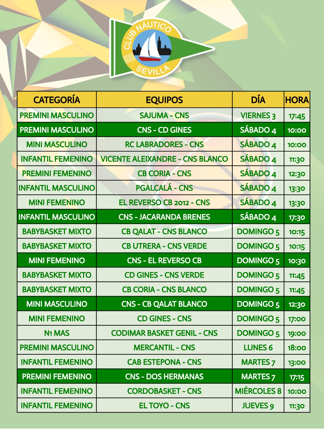 Agenda De La Secci N De Baloncesto Club N Utico Sevilla