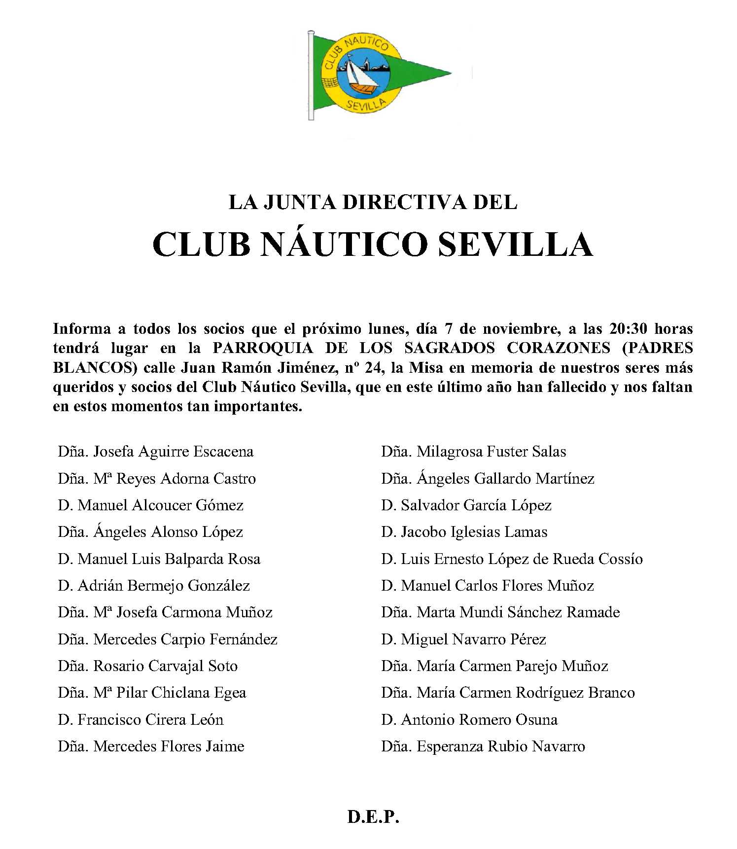 Misa De Difuntos Del Club Nautico Sevilla Club Nautico Sevilla