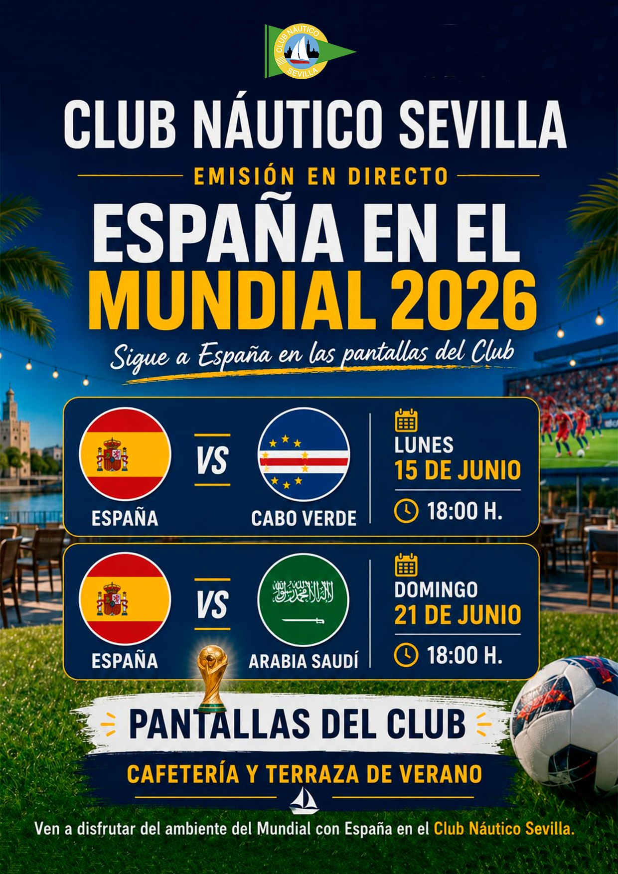 Vive el Mundial de fútbol en el Club Náutico