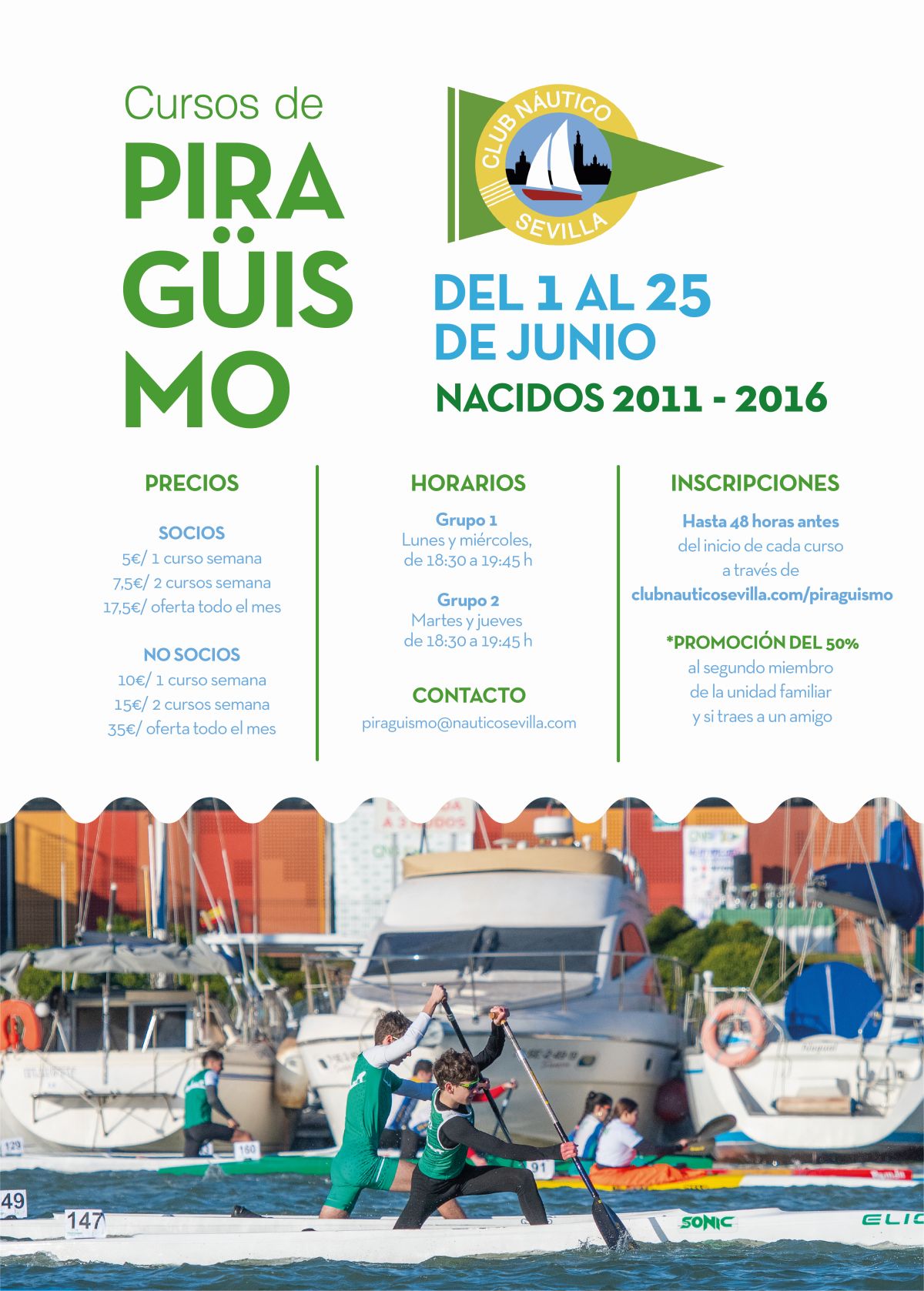 Cursillos de verano de piragüismo para menores