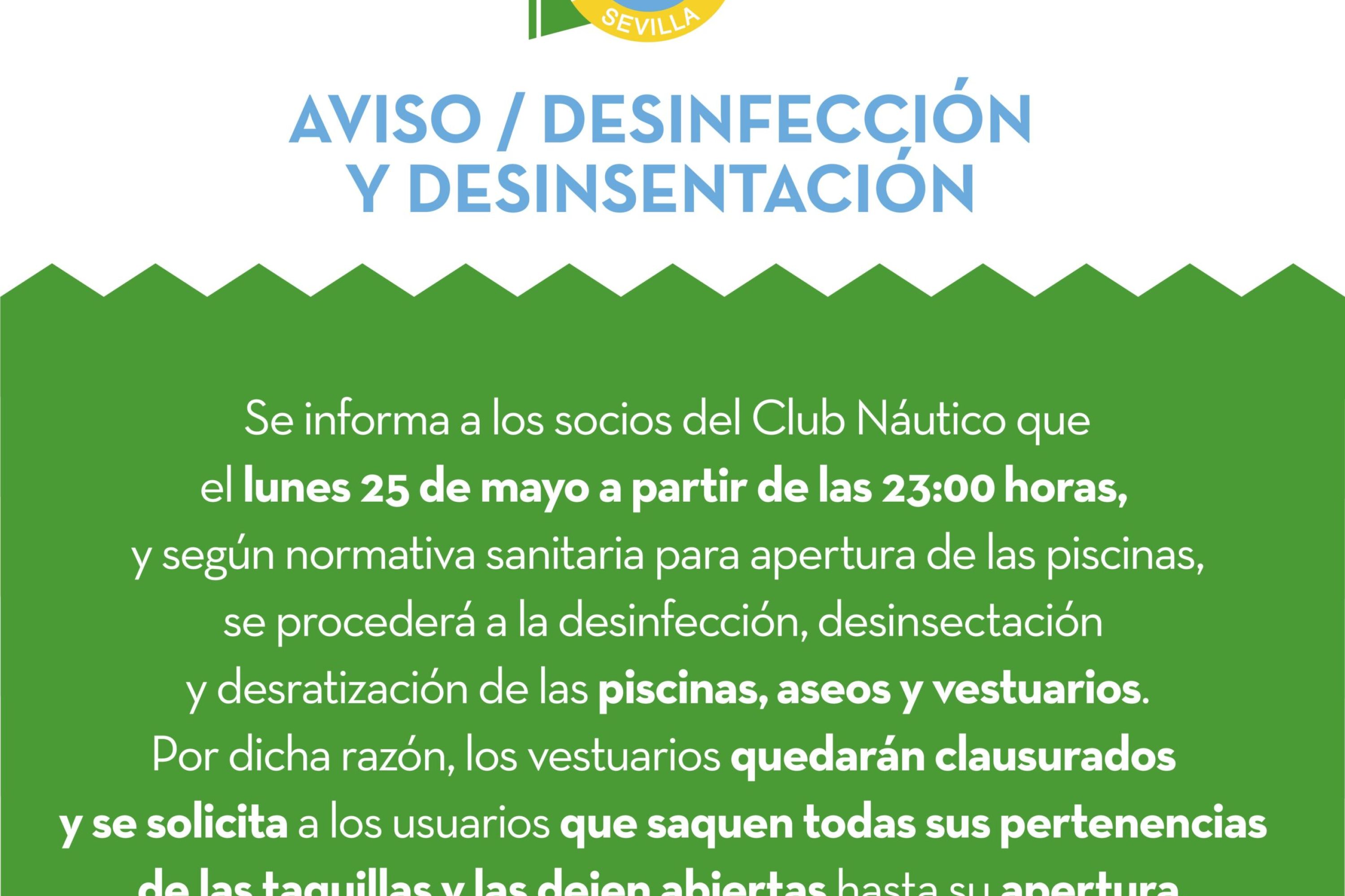 AVISO / Desinfección y desinsectación de las instalaciones