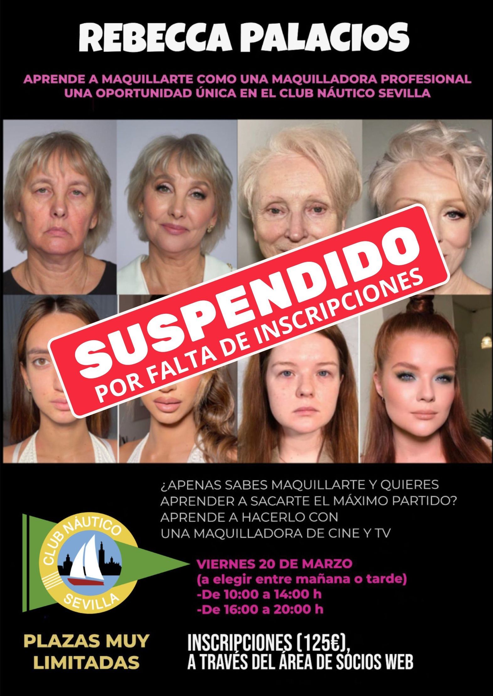 AVISO / Suspensión del taller de maquillaje en el Club Náutico
