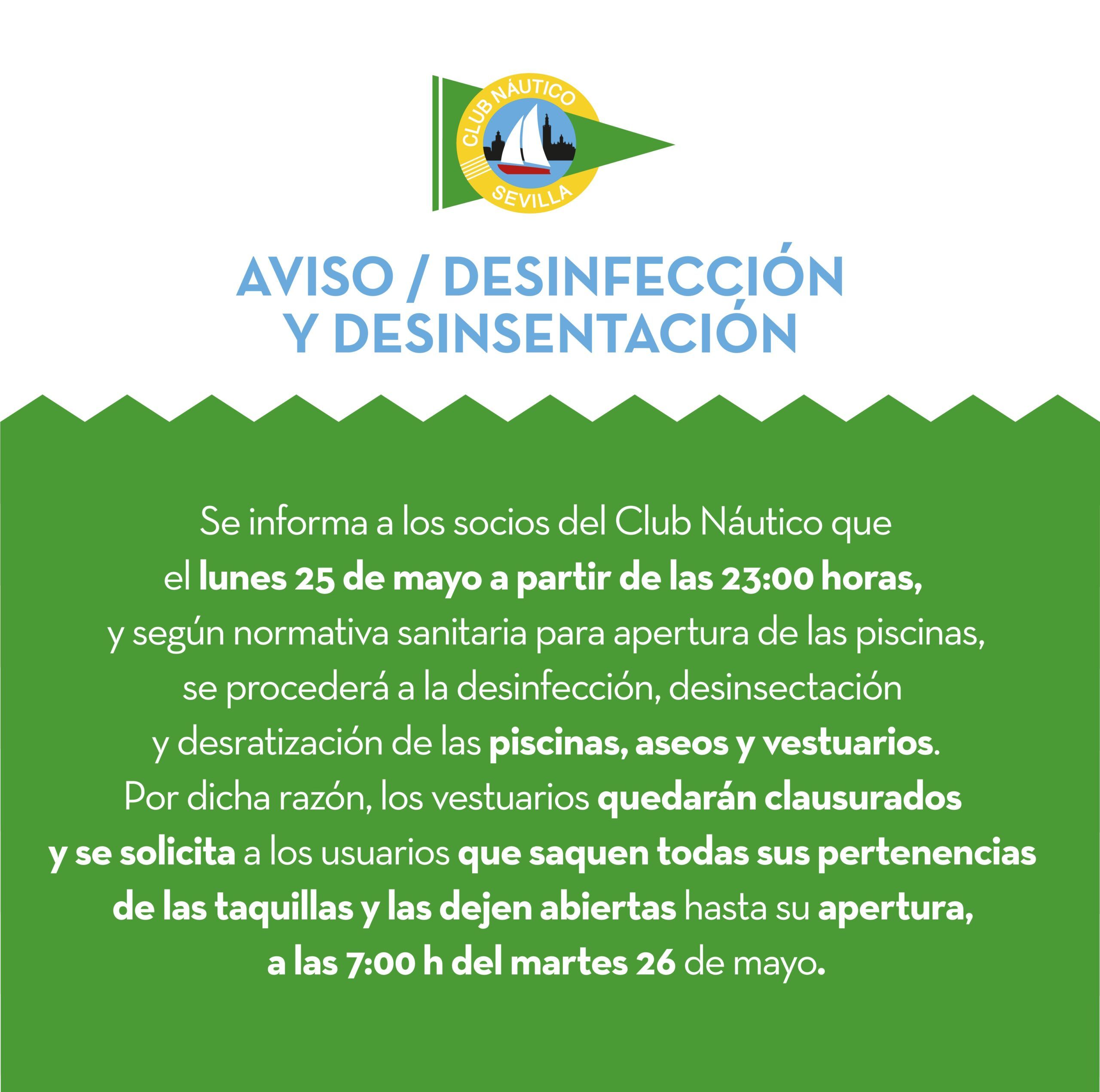 AVISO / Desinfección y desinsectación de las instalaciones