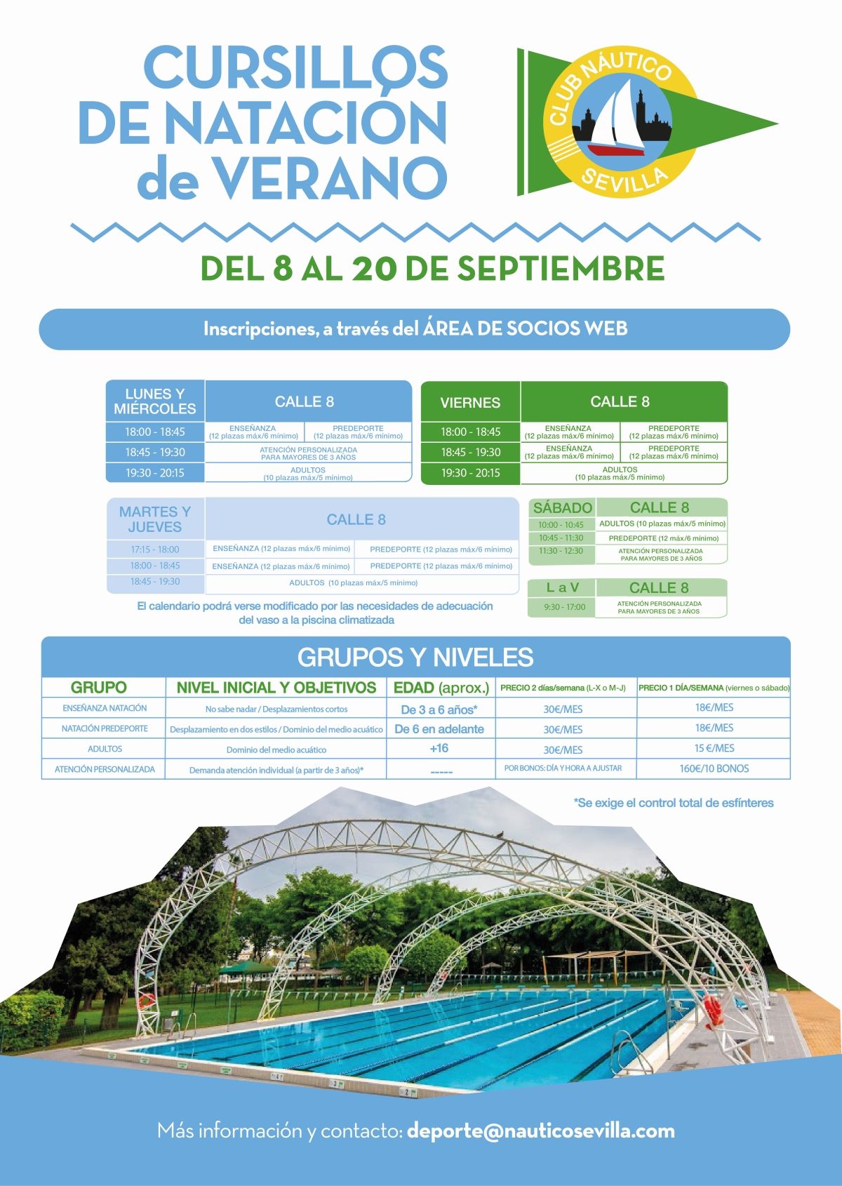 Nuevos cursillos de verano de natación