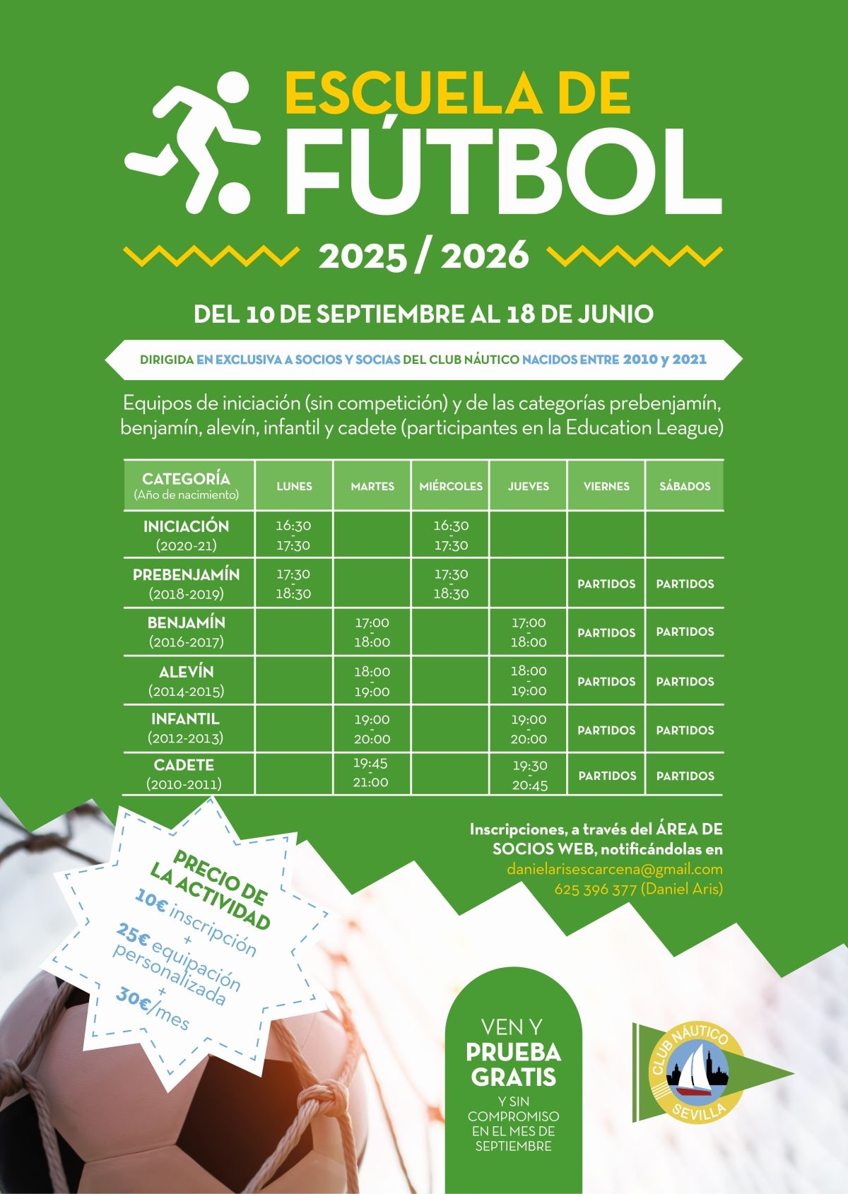 Escuela de fútbol 2025/2026 del Club Náutico Sevilla