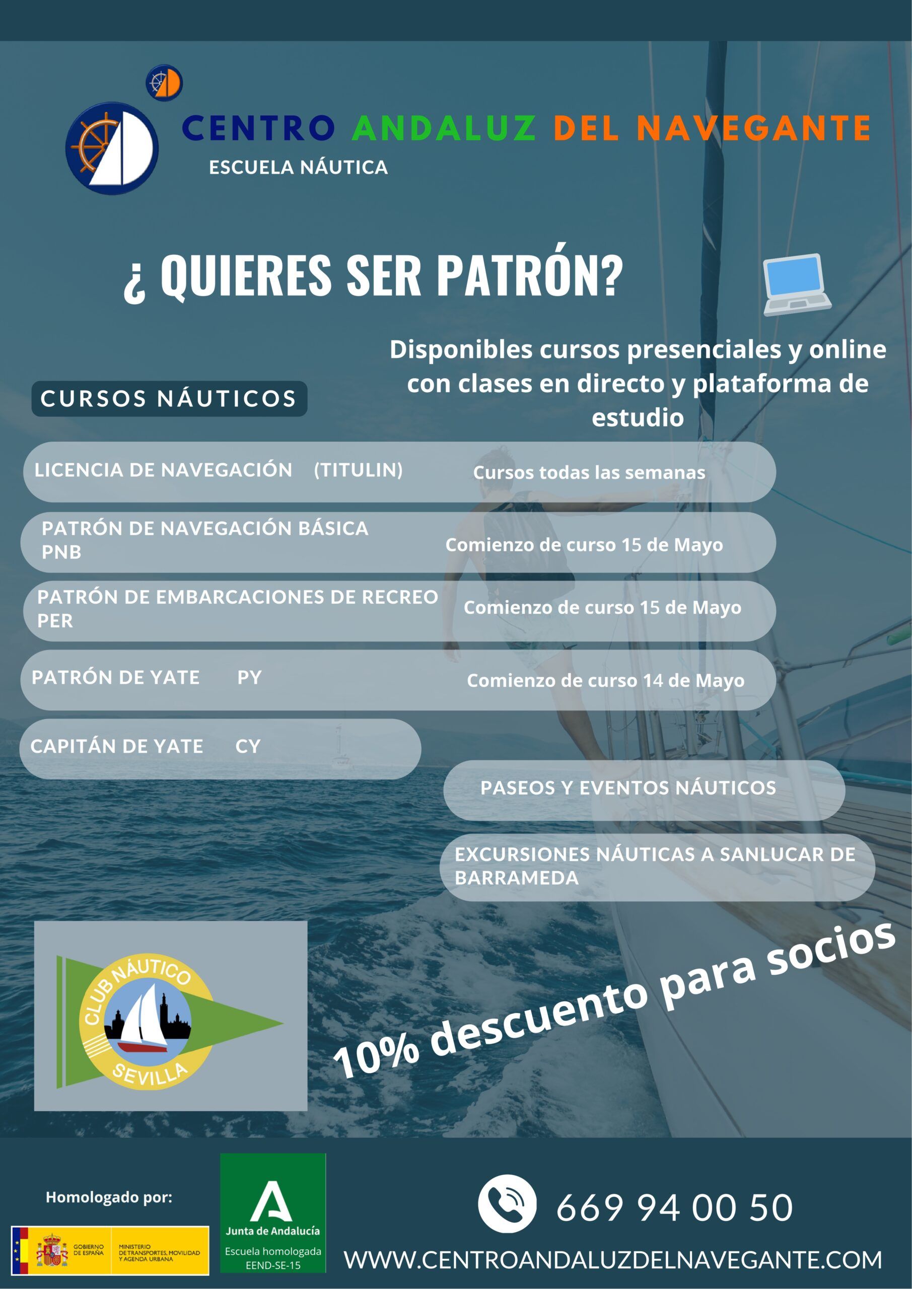 Oferta en cursos de licencia de navegación