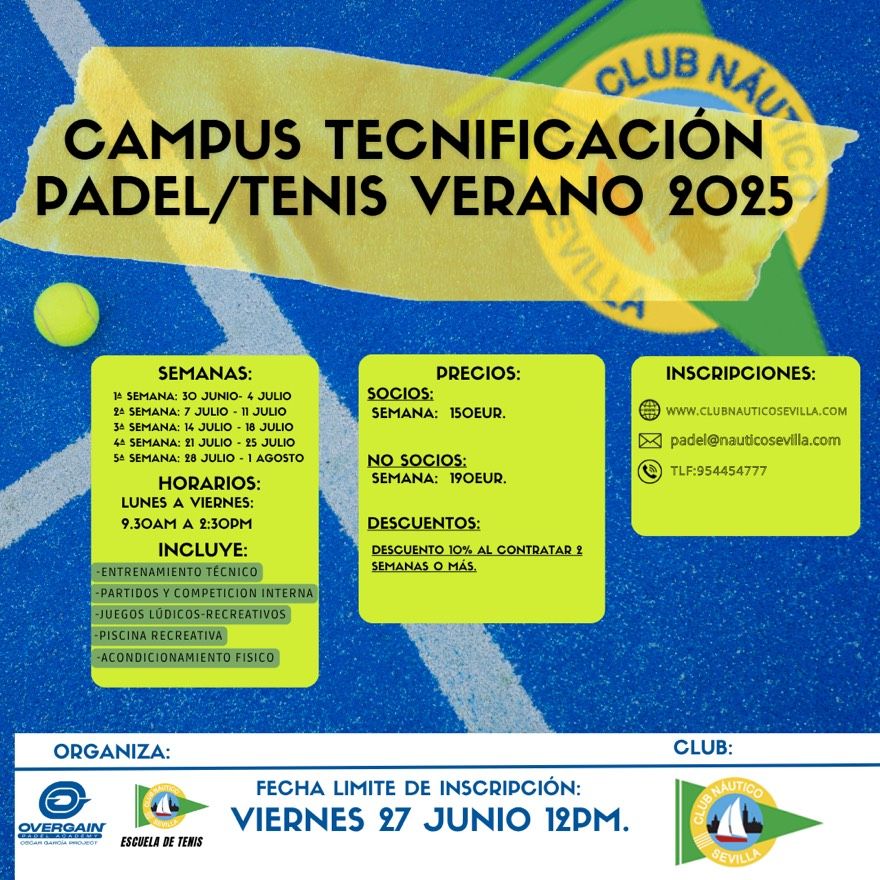 Campus de tecnificación de tenis/pádel de verano