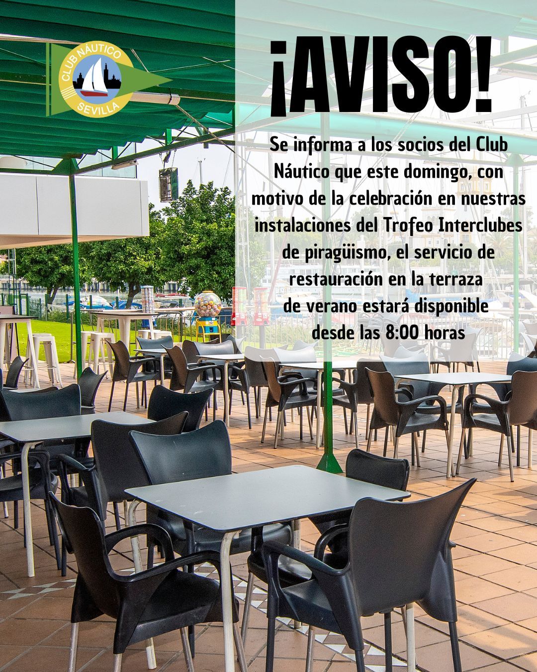 AVISO / Servicio de restauración del Club Náutico