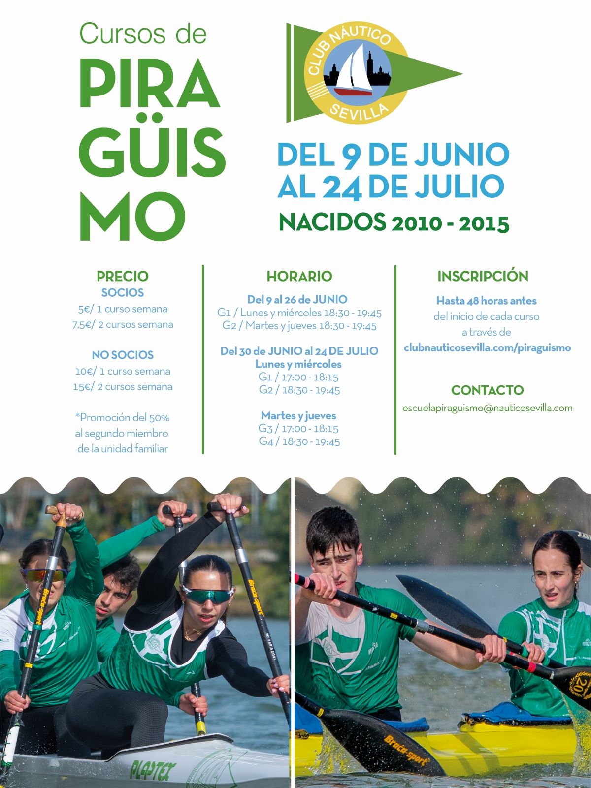 Cursillos de verano de piragüismo para menores