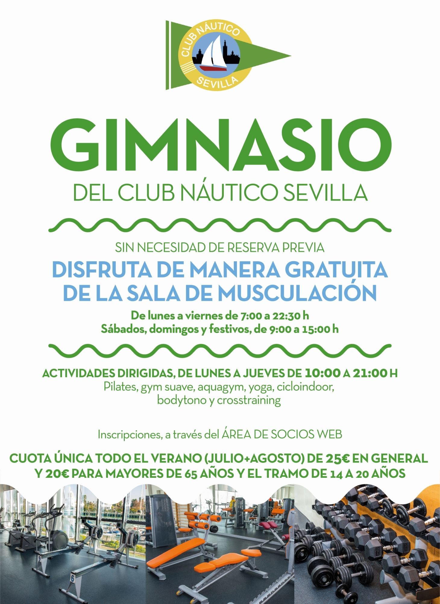 Actividades dirigidas del gimnasio en agosto