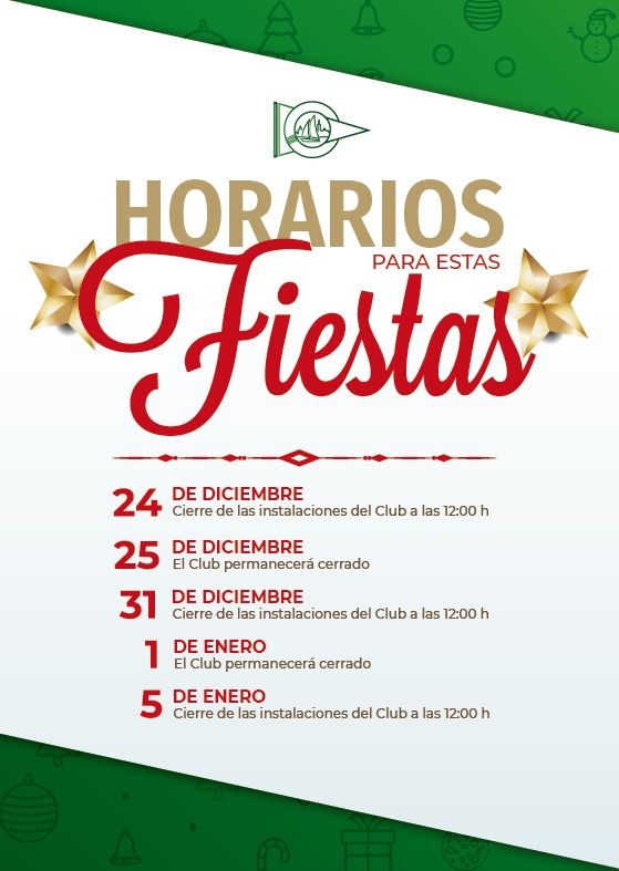 Horarios del Club Náutico Sevilla en Navidades