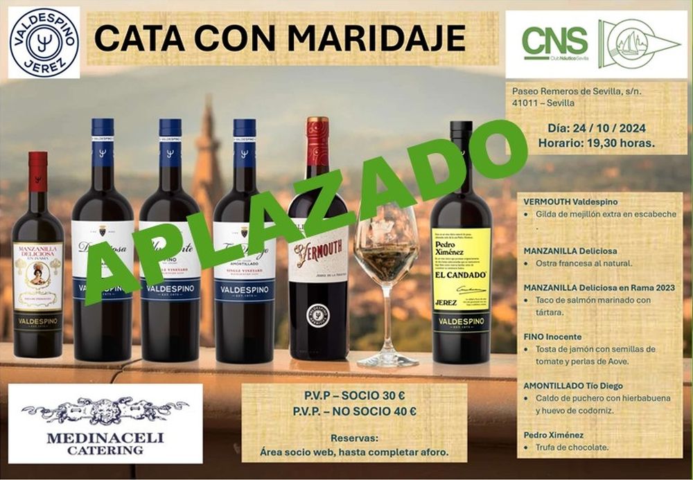 AVISO / Cata con maridaje de la Bodega Valdespino en el Club Náutico Sevilla