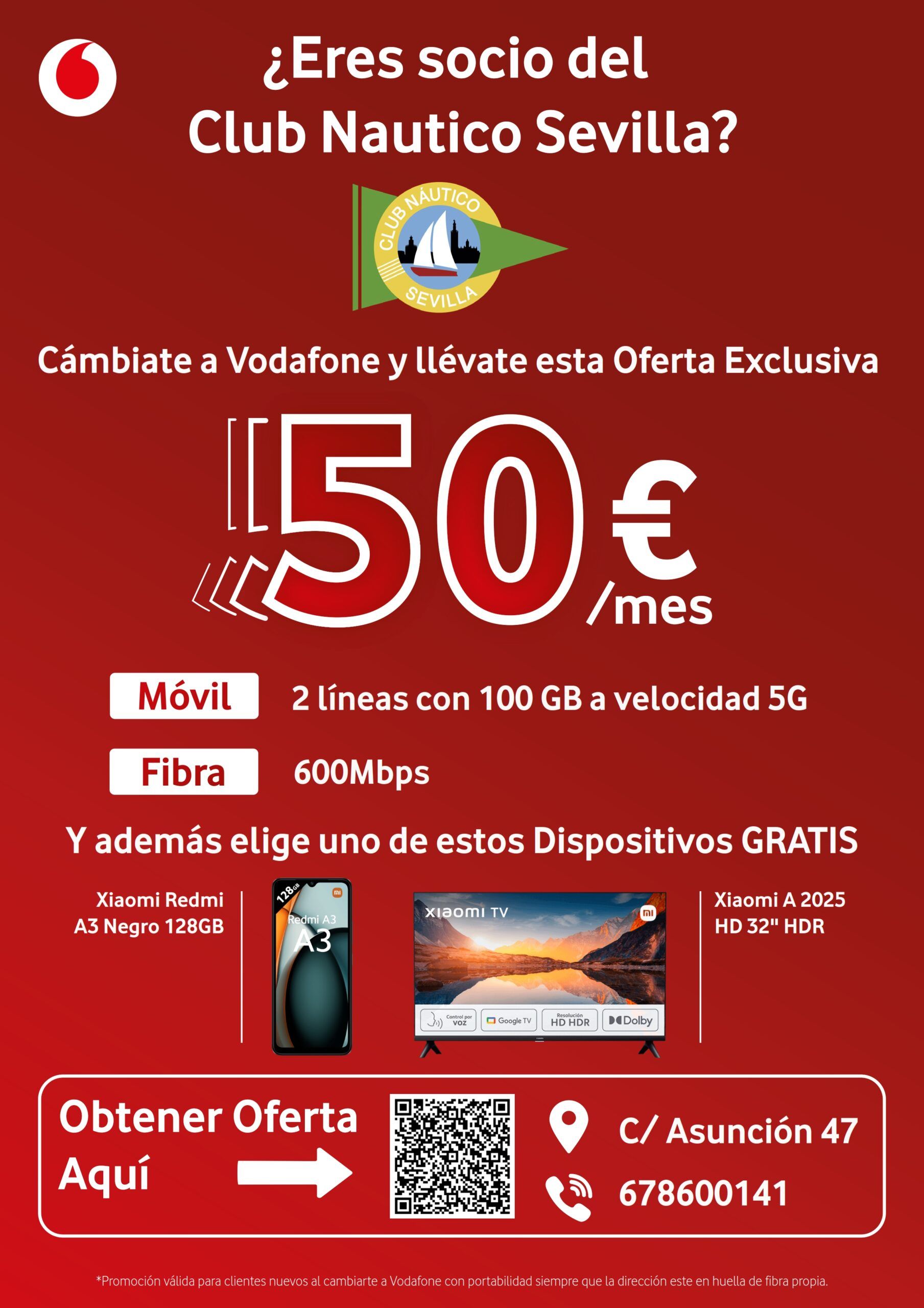 Promoción de otoño de Vodafone para el Club Náutico