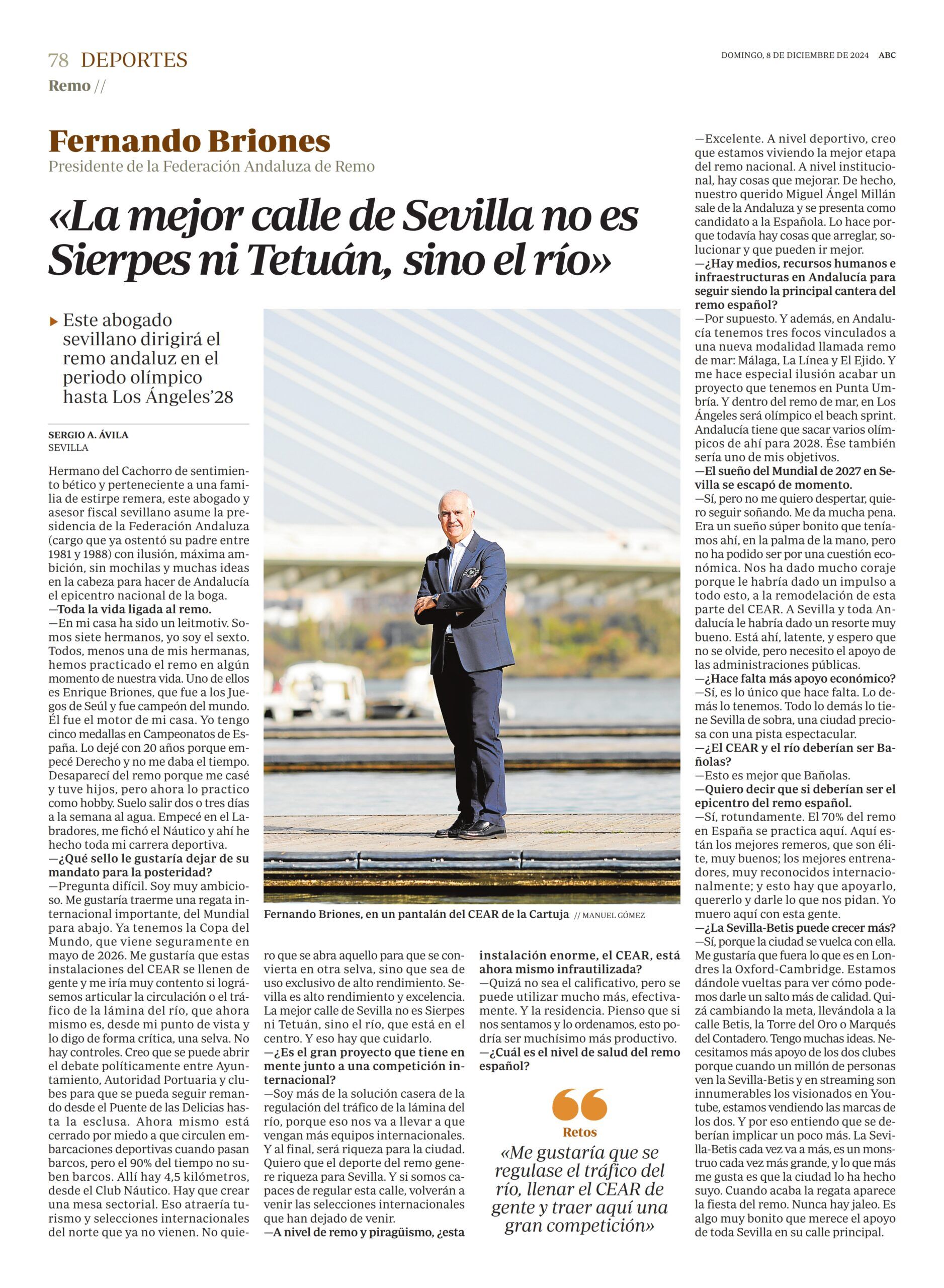 #SomosNáutico / Fernando Briones: «La mejor calle de Sevilla no es Sierpes ni Tetuán, sino el río»