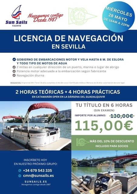 Curso de licencia de navegación de embarcaciones en el Club Náutico Sevilla