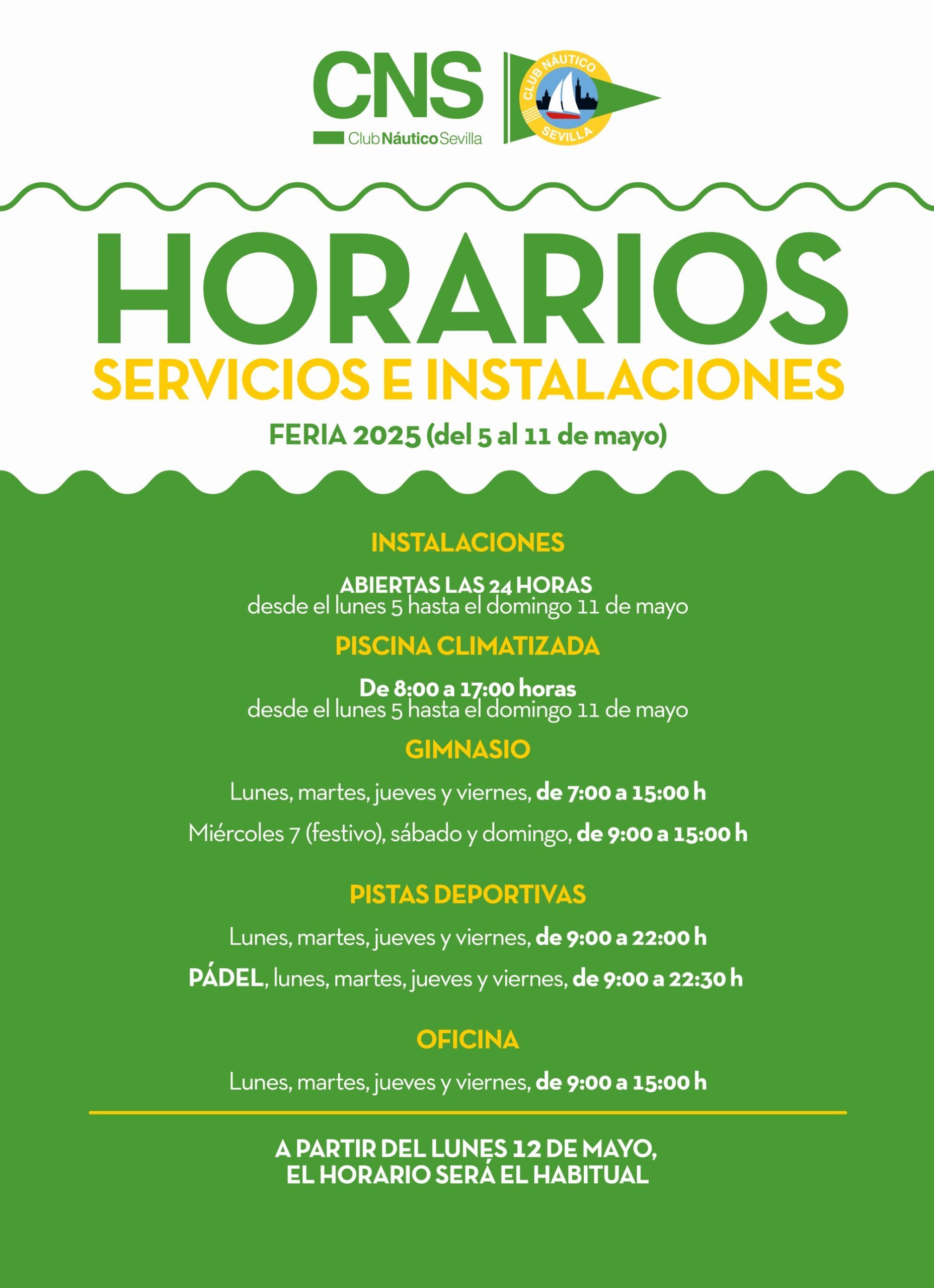 Horarios del Club Náutico Sevilla en Feria