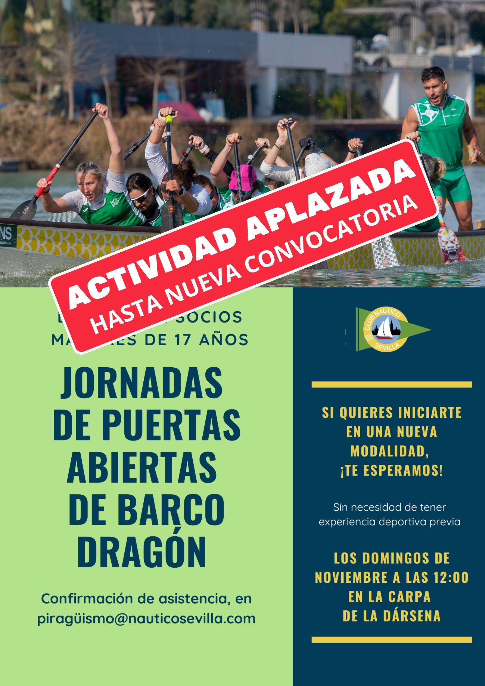 AVISO / Aplazada la última jornada de puertas abiertas de barco dragón