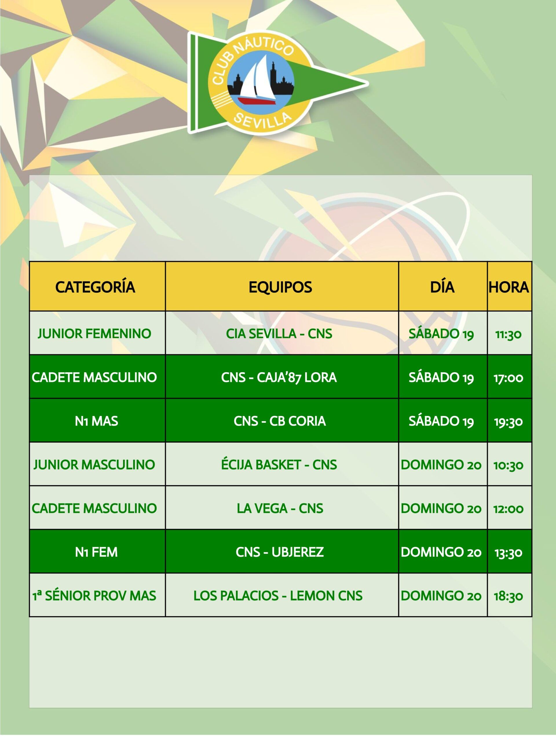 Agenda de la sección de baloncesto