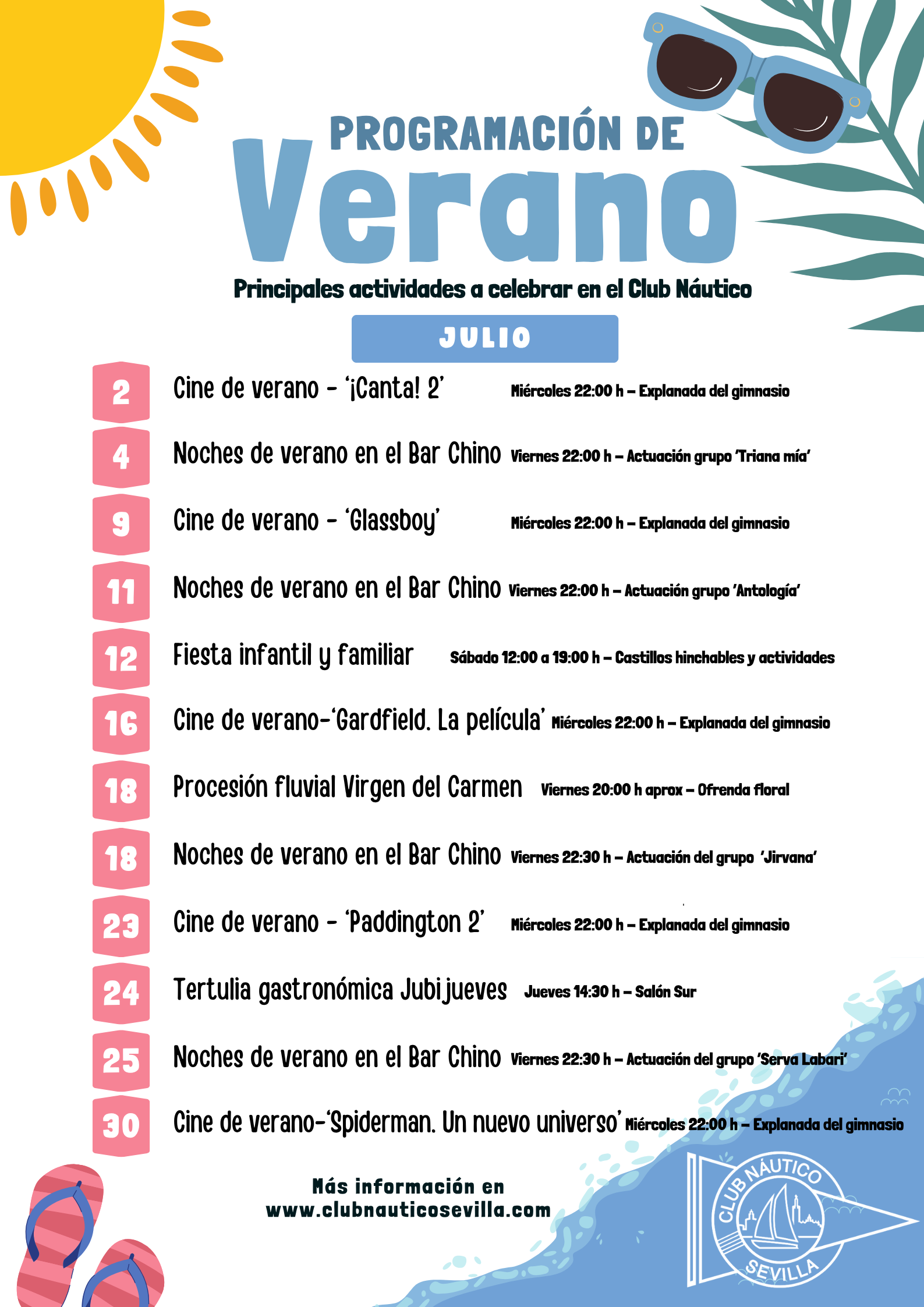 Programación de actividades en la temporada de verano