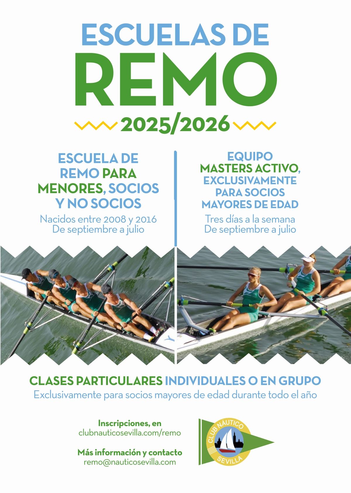 Escuela de remo del Club Náutico Sevilla 2025/2026