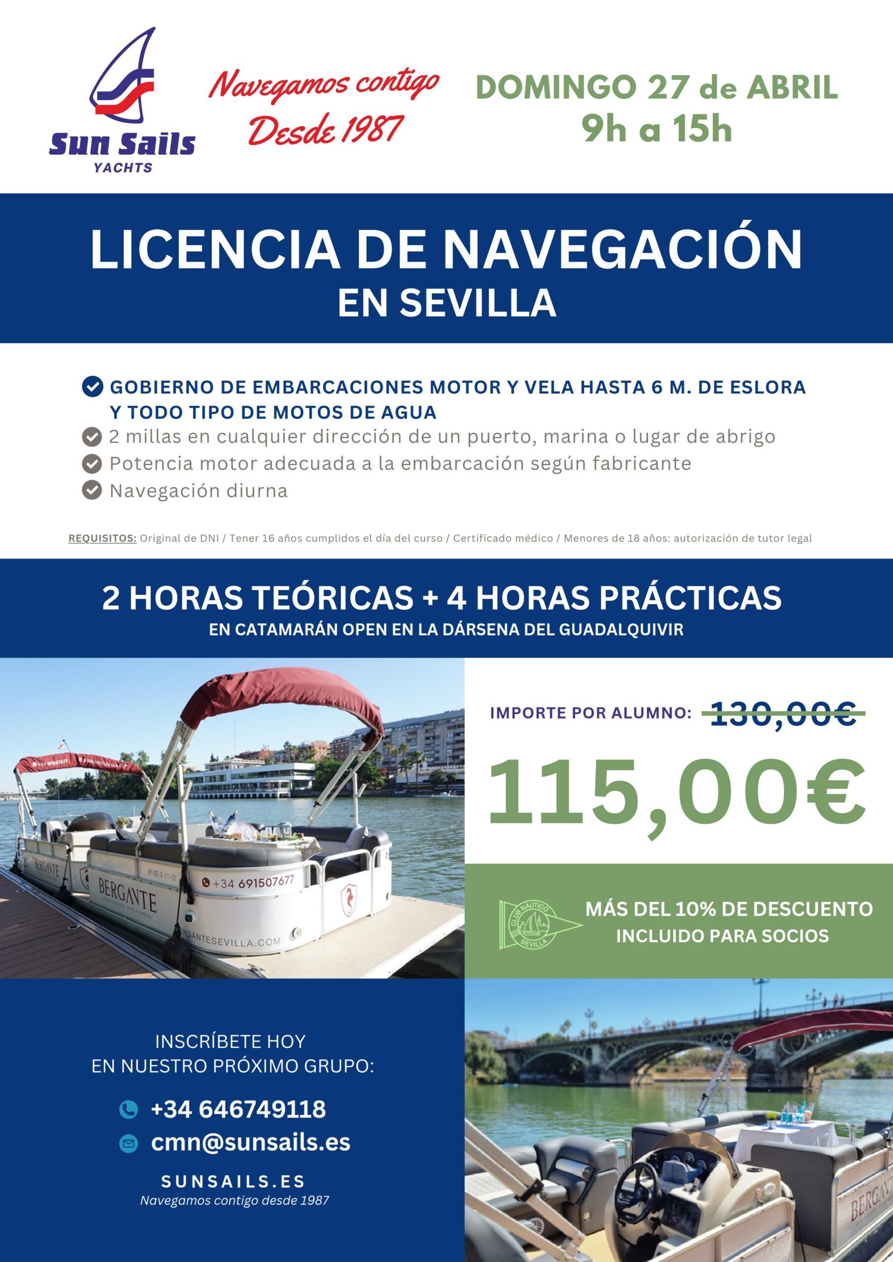 Curso de licencia de navegación de embarcaciones en el Club Náutico Sevilla