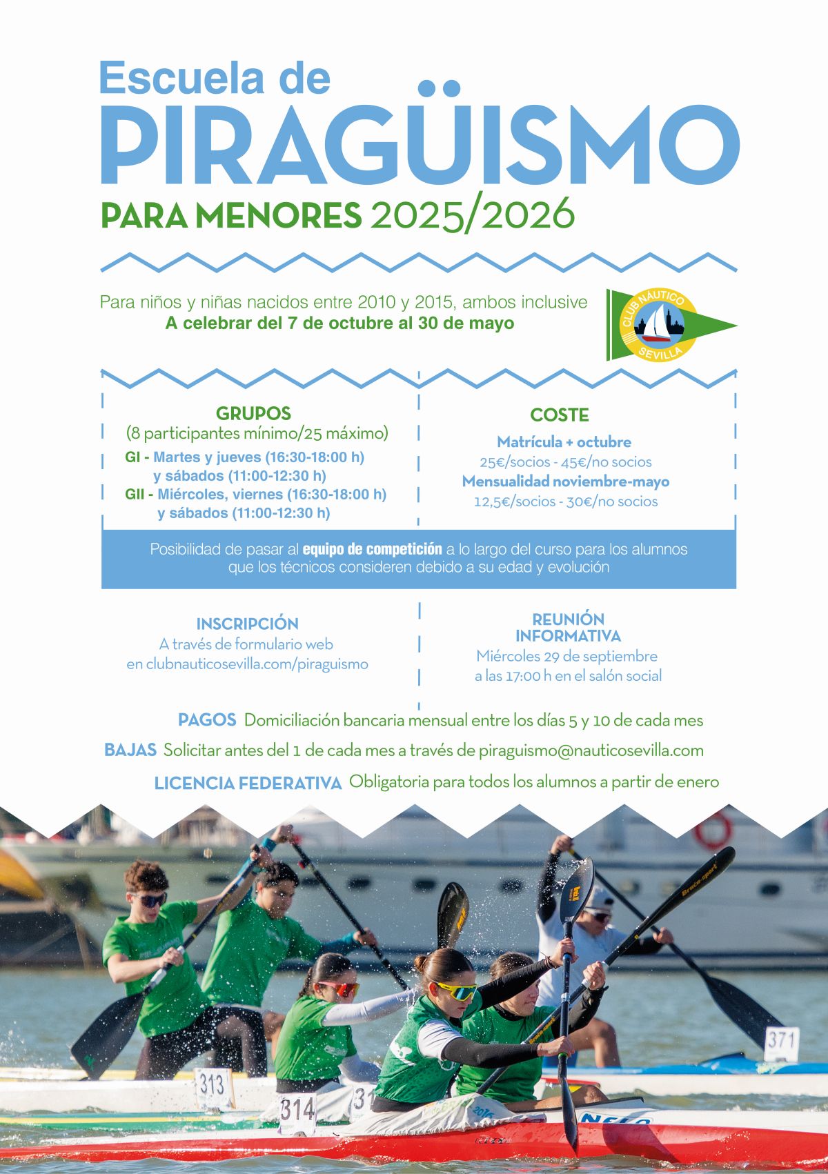Escuela de piragüismo para menores 2025/26