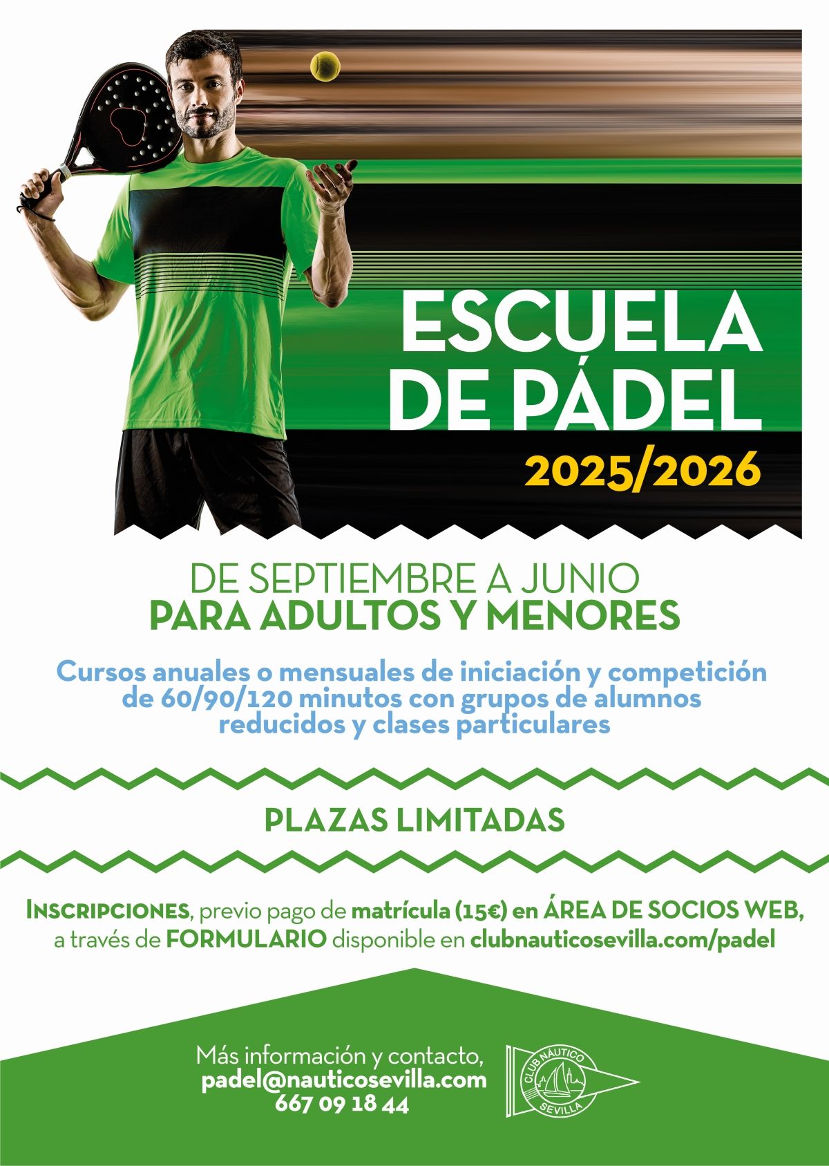 Escuela de pádel del Club Náutico Sevilla 2025/2026