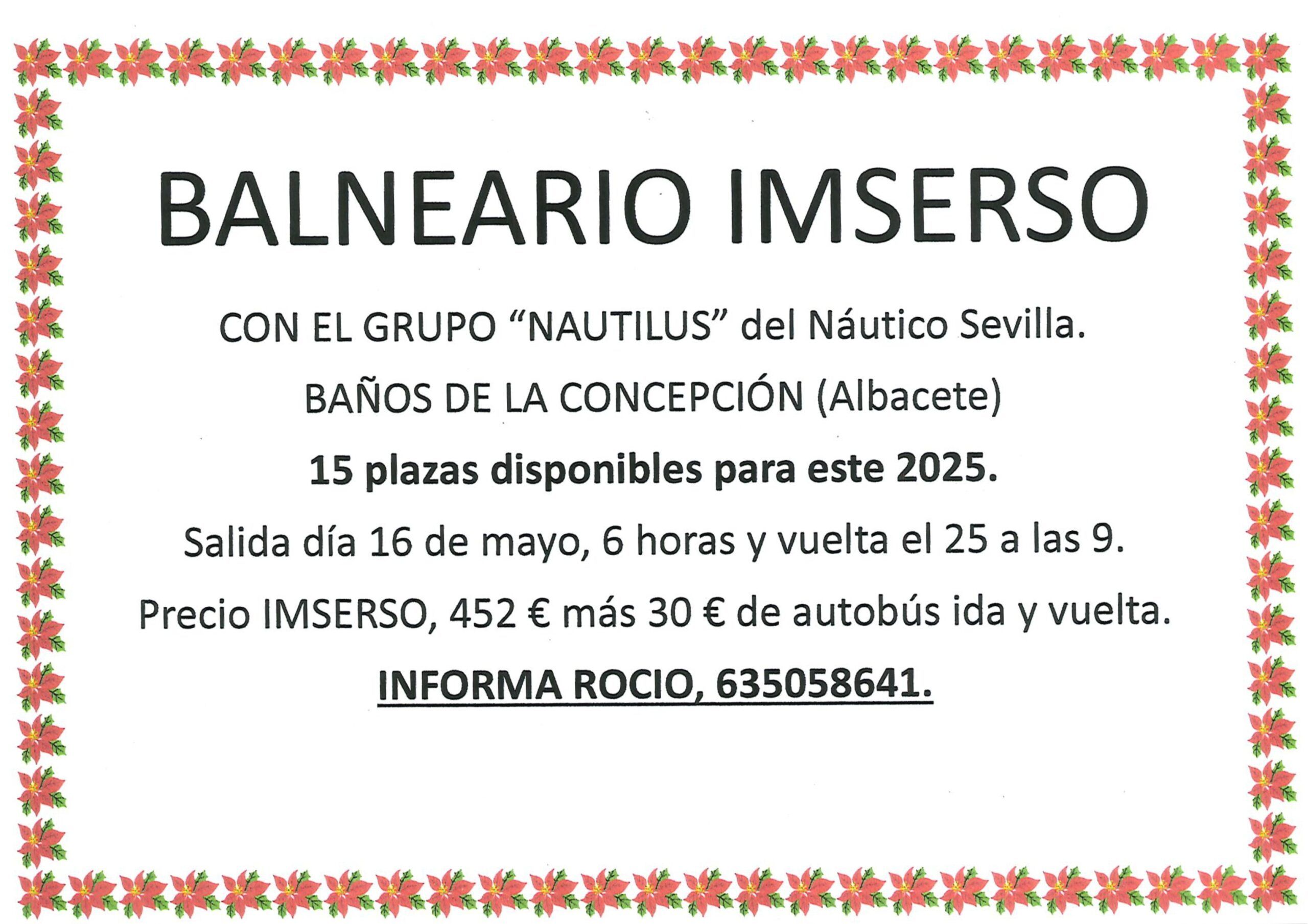 Viaja con el Club Náutico al balneario de Baños de la Concepción (Albacete)