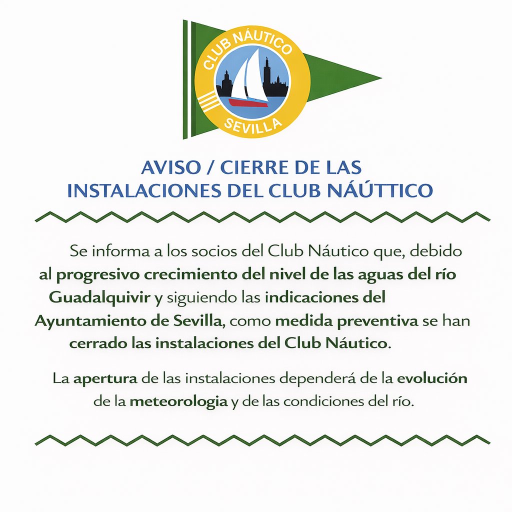AVISO / Cierre de las instalaciones del Club Náutico