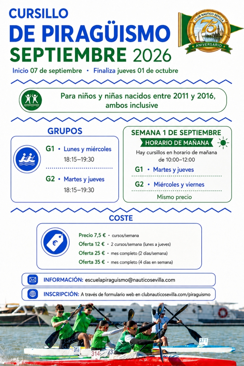 Cursillos de piragüismo de verano para menores