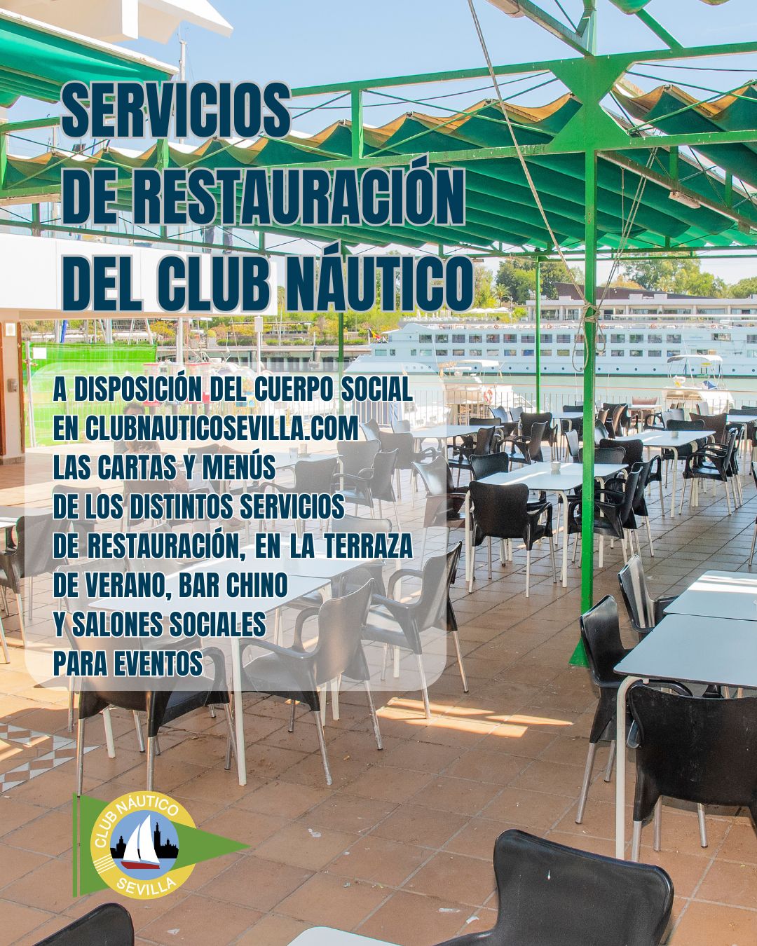 Tarifas de los servicios de restauración del Club Náutico Sevilla