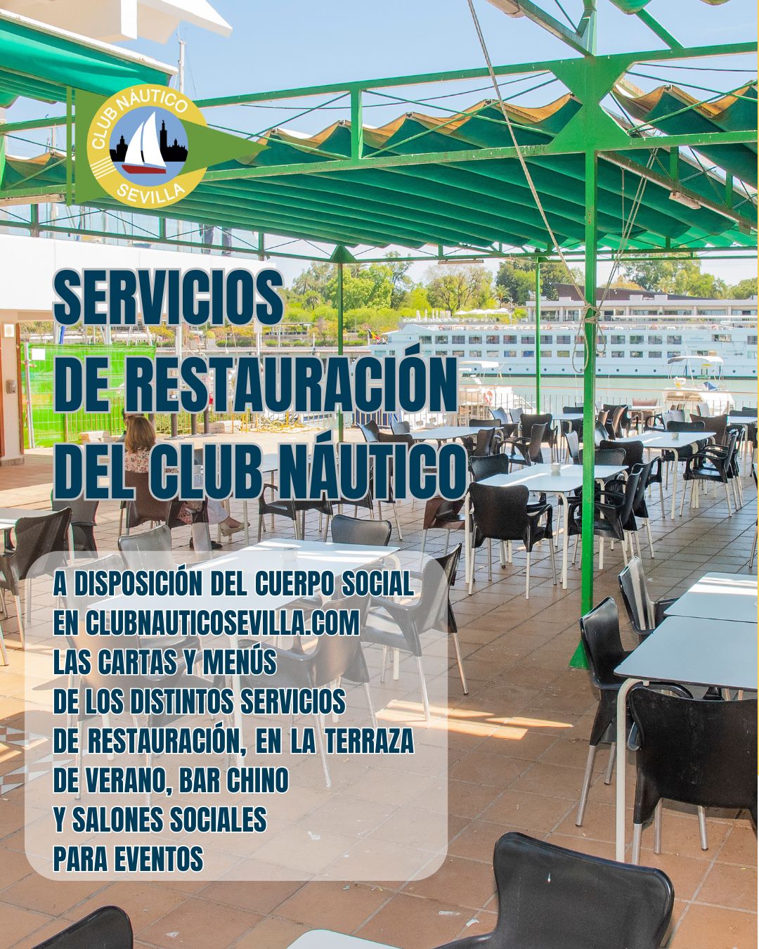 Tarifas de los servicios de restauración del Club Náutico Sevilla