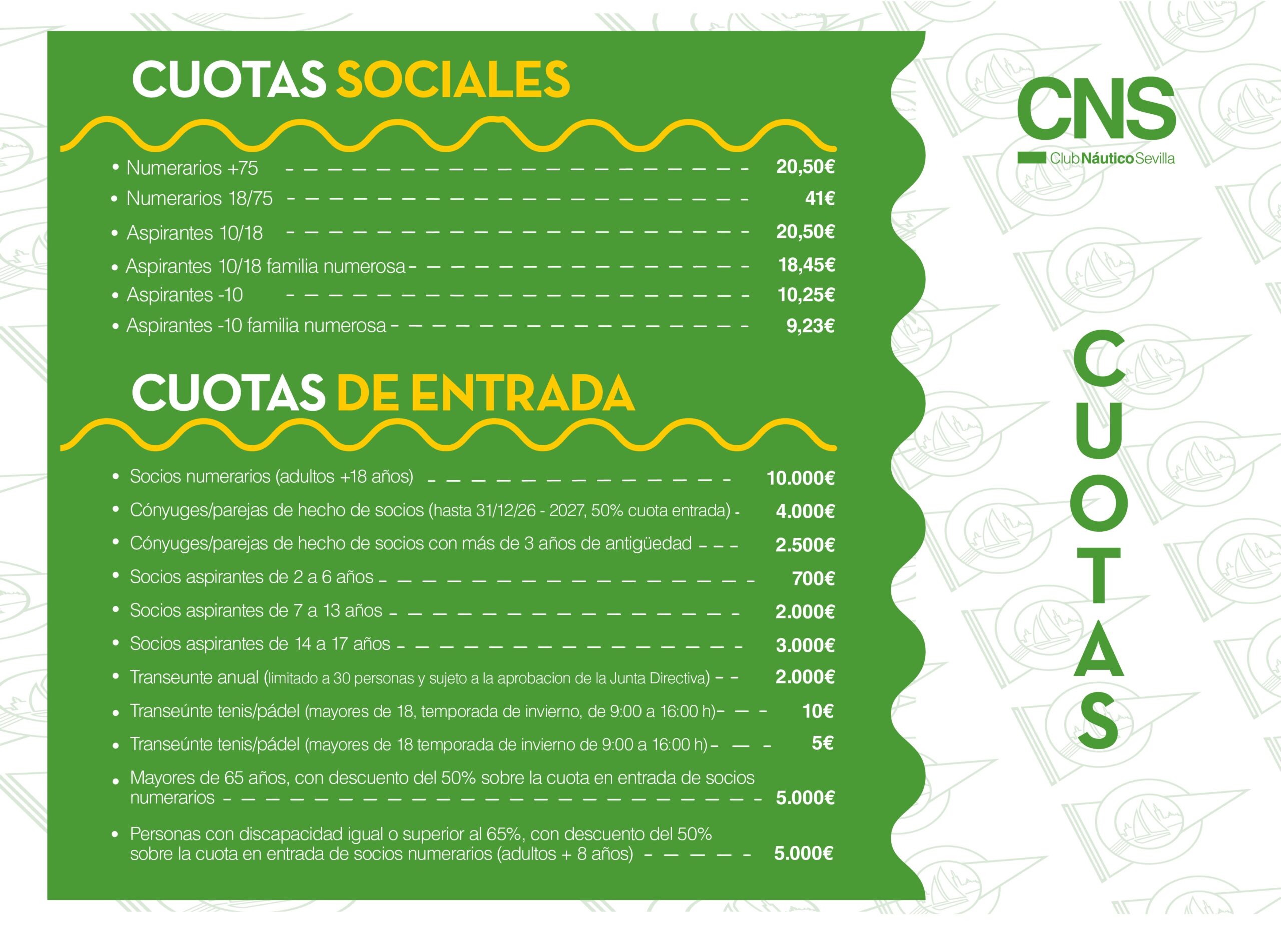 Tarifas y cuotas de socio CNS
