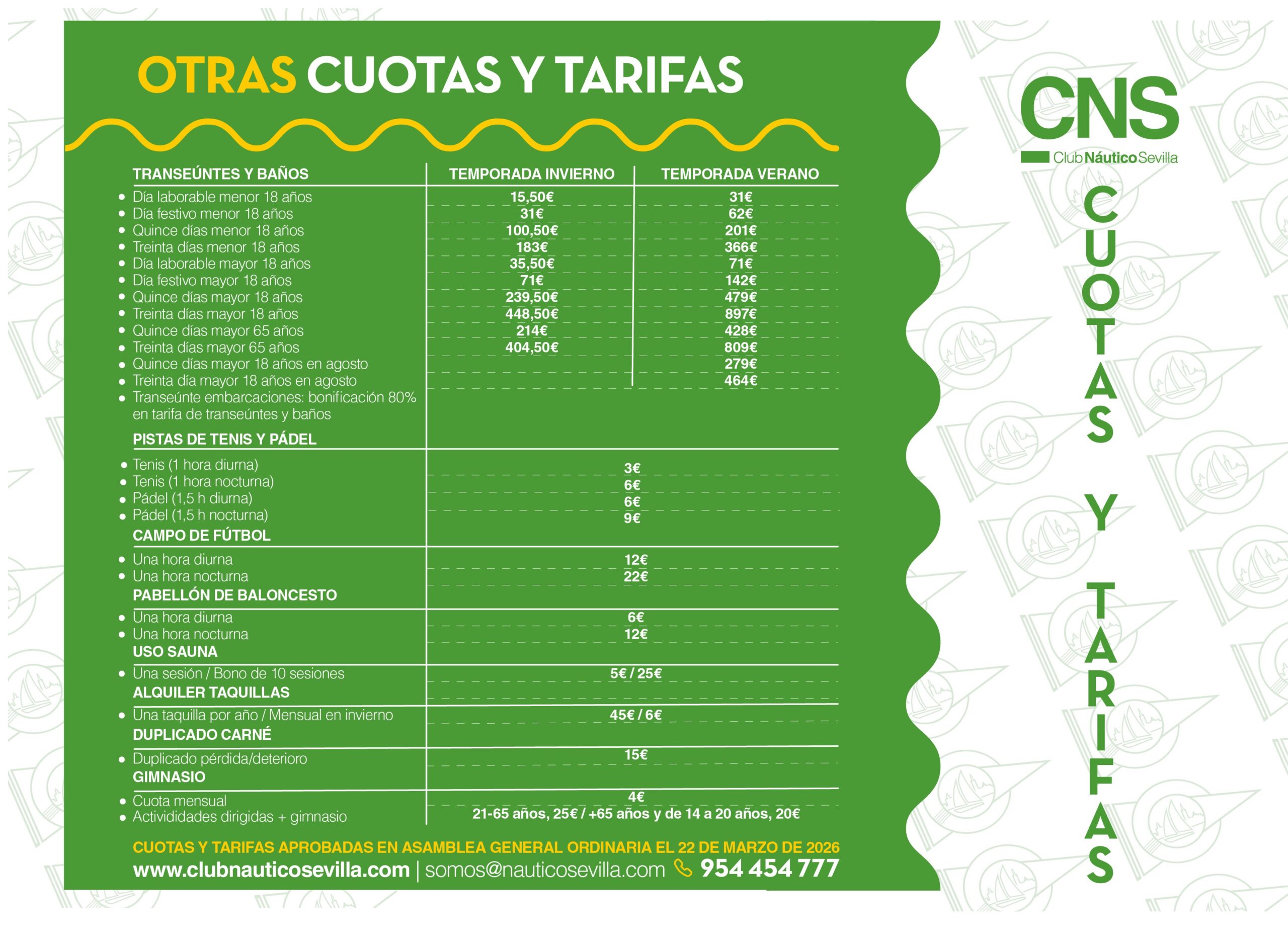 Tarifas y cuotas de socio CNS