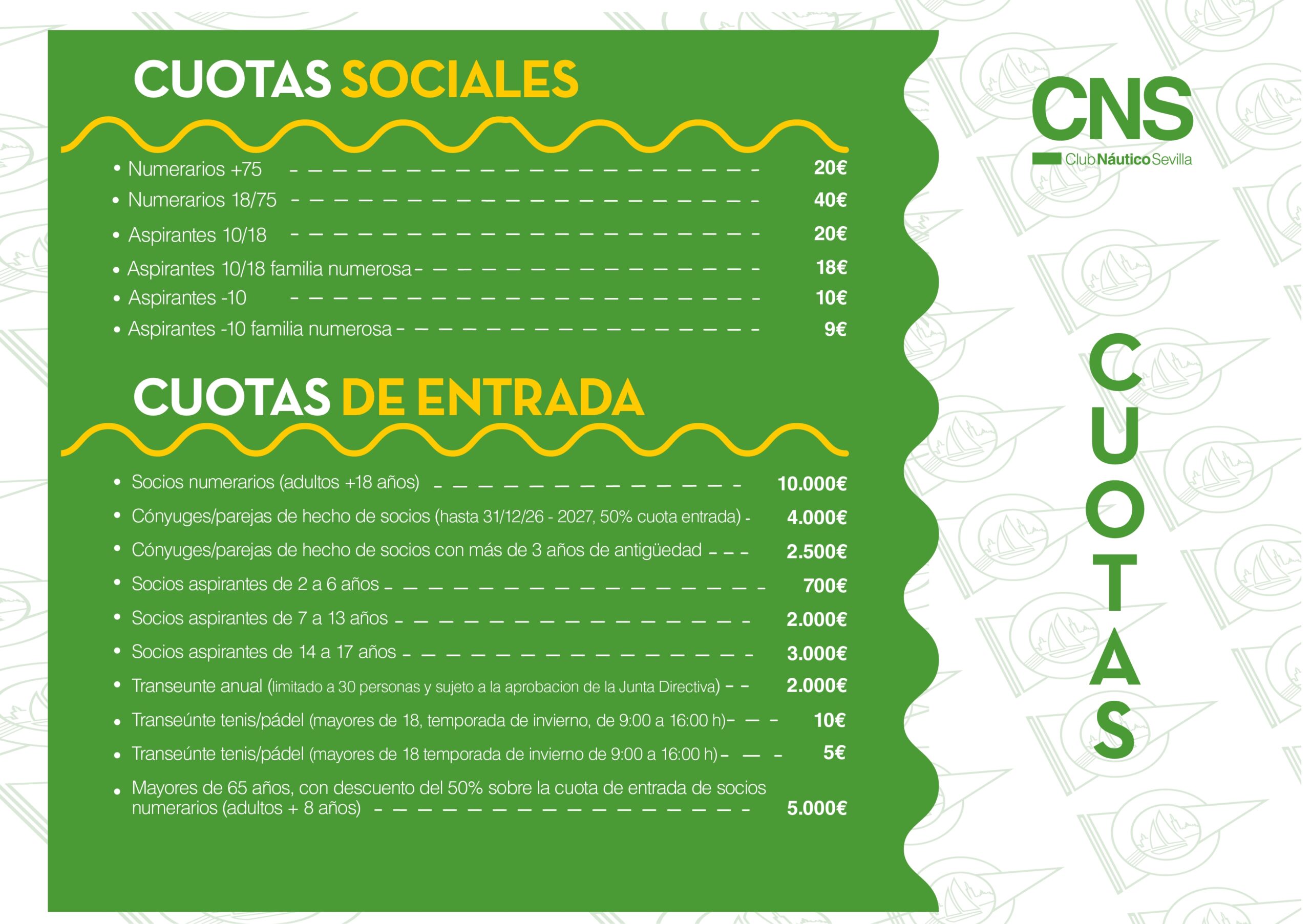 Tarifas y cuotas de socio CNS