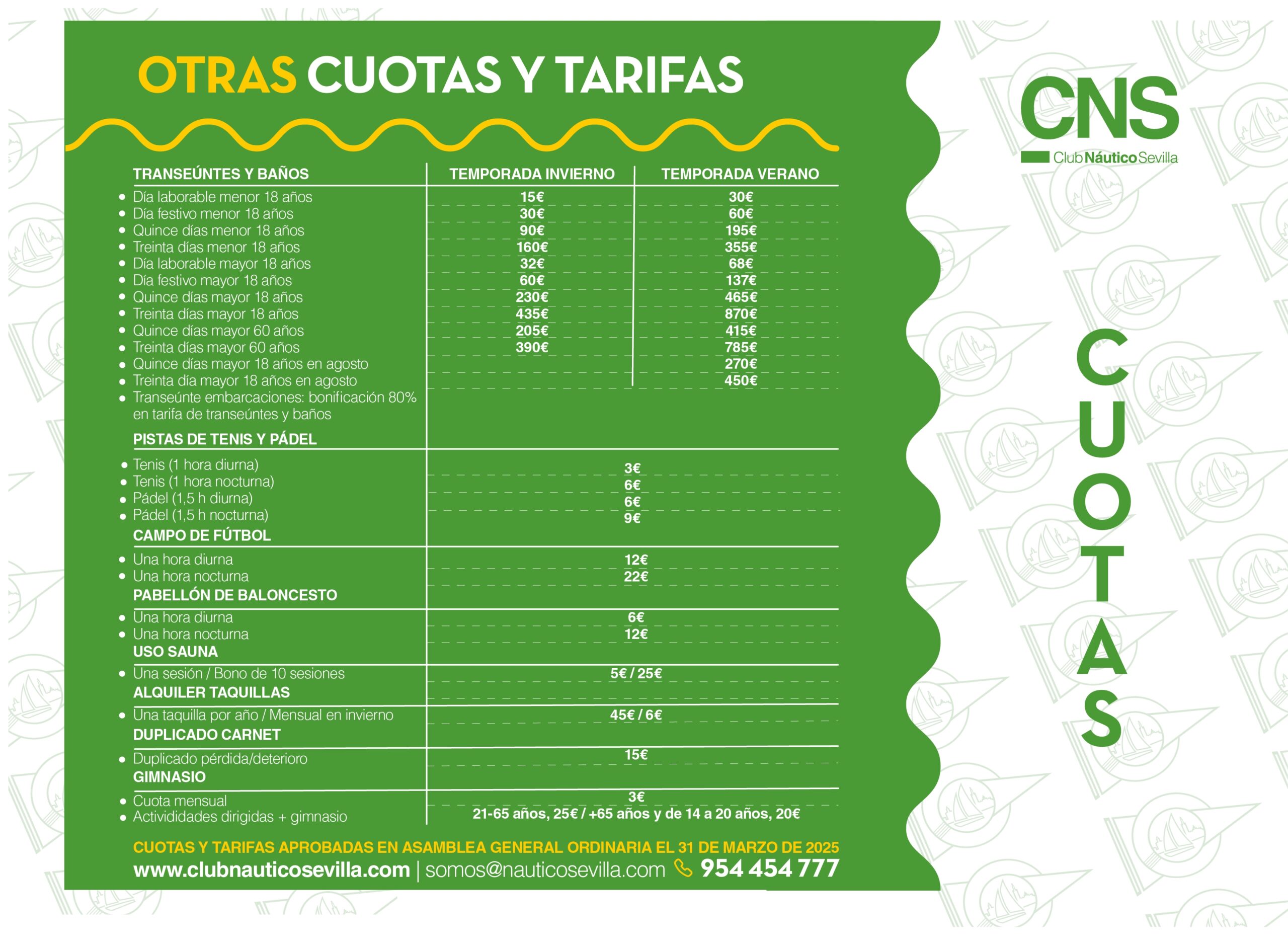 Tarifas y cuotas de socio CNS