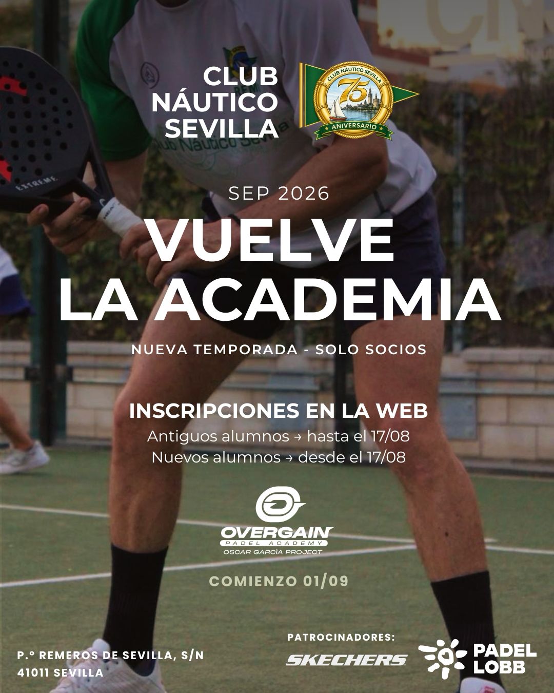 Escuela de pádel 2026/2027 del Club Náutico Sevilla