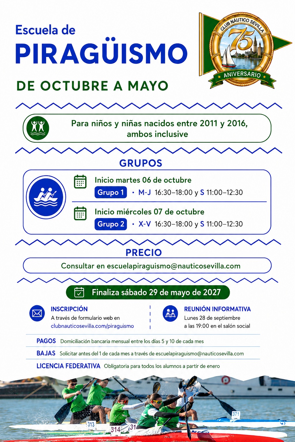 Escuela de piragüismo para menores 2026/27