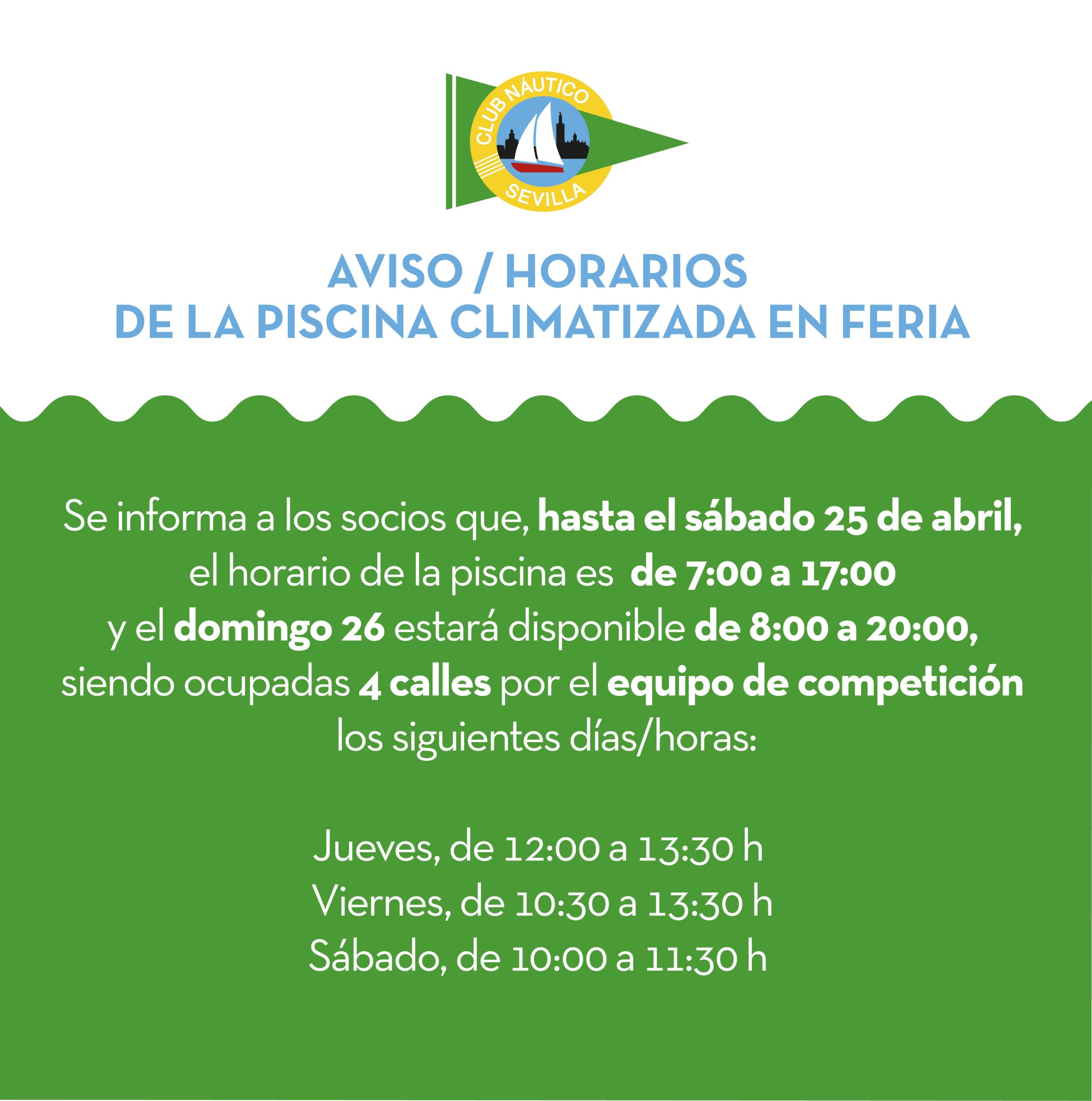 AVISO / Horarios de la piscina climatizada en Feria