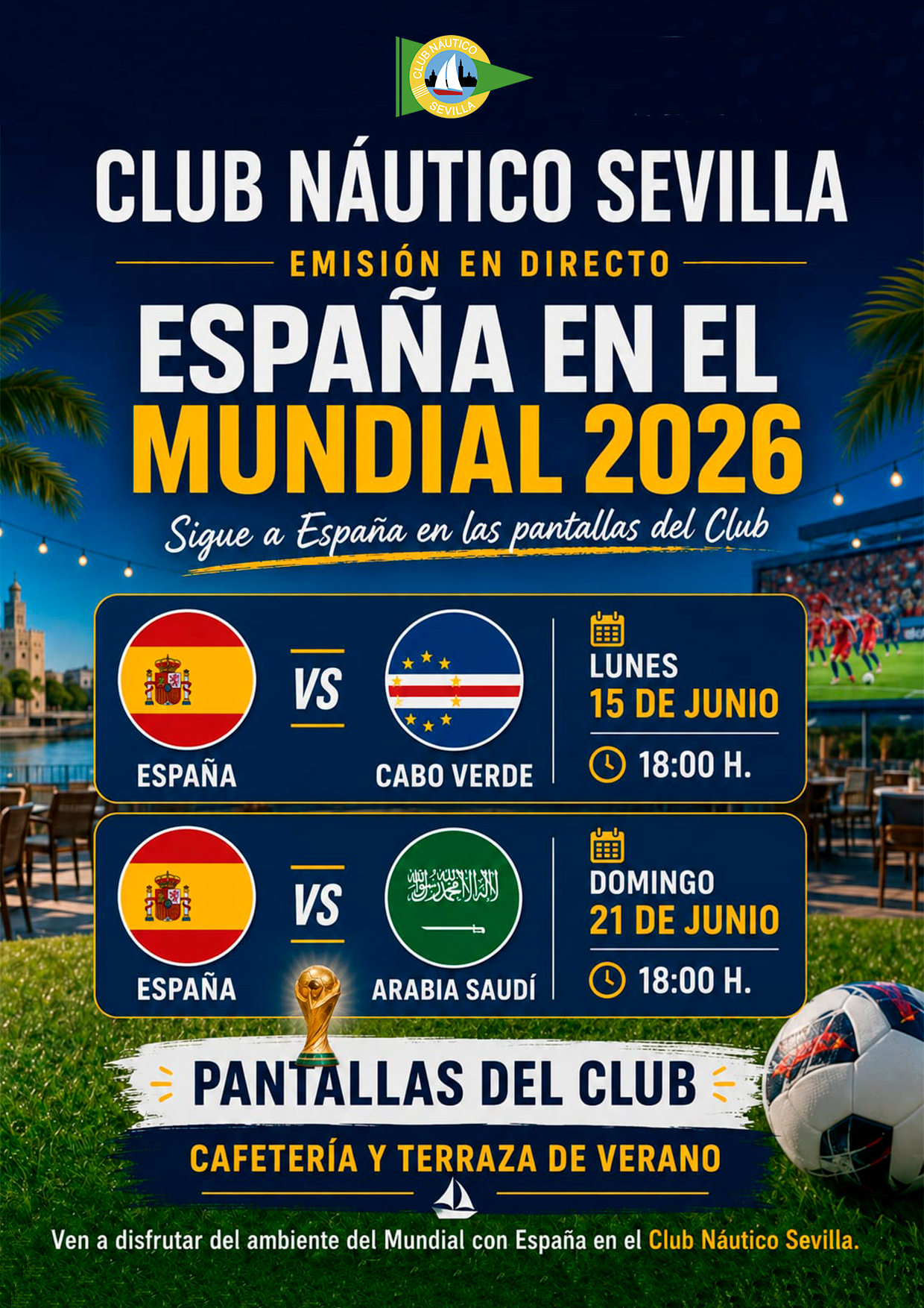 Vive el Mundial de fútbol en el Club Náutico