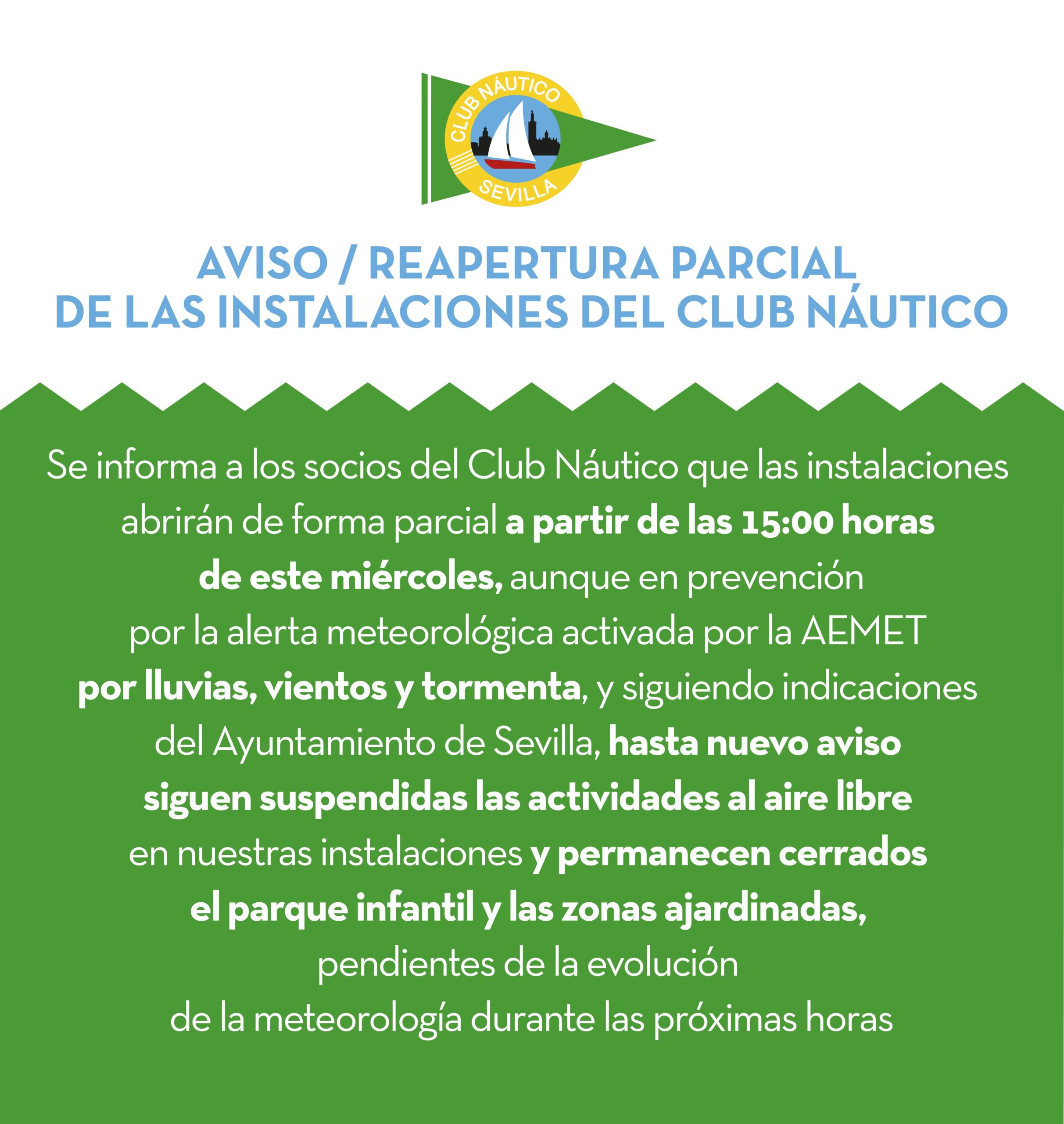 AVISO / Reapertura parcial de las instalaciones del Club Náutico