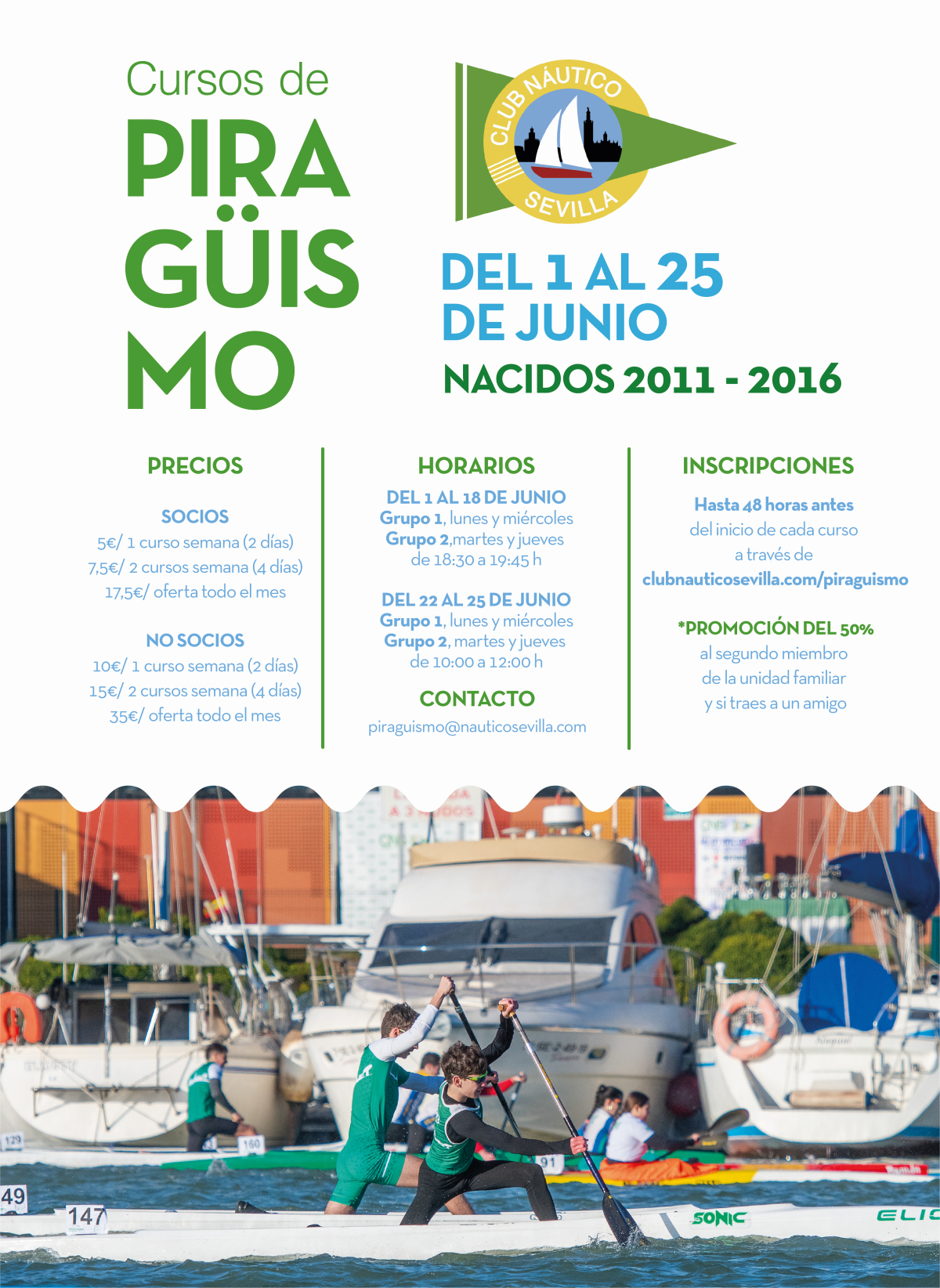 Cursillos de verano de piragüismo para menores