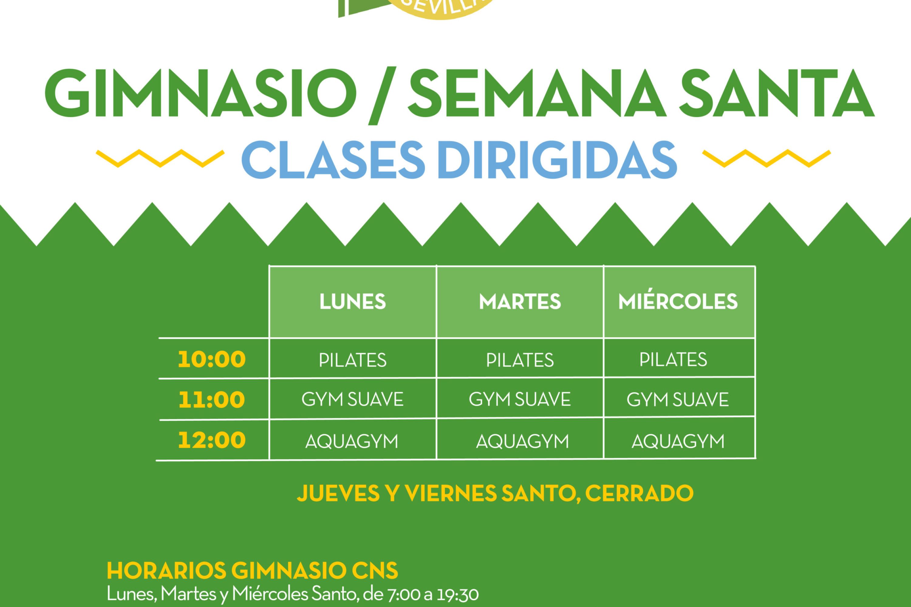 Actividades dirigidas del gimnasio en Semana Santa