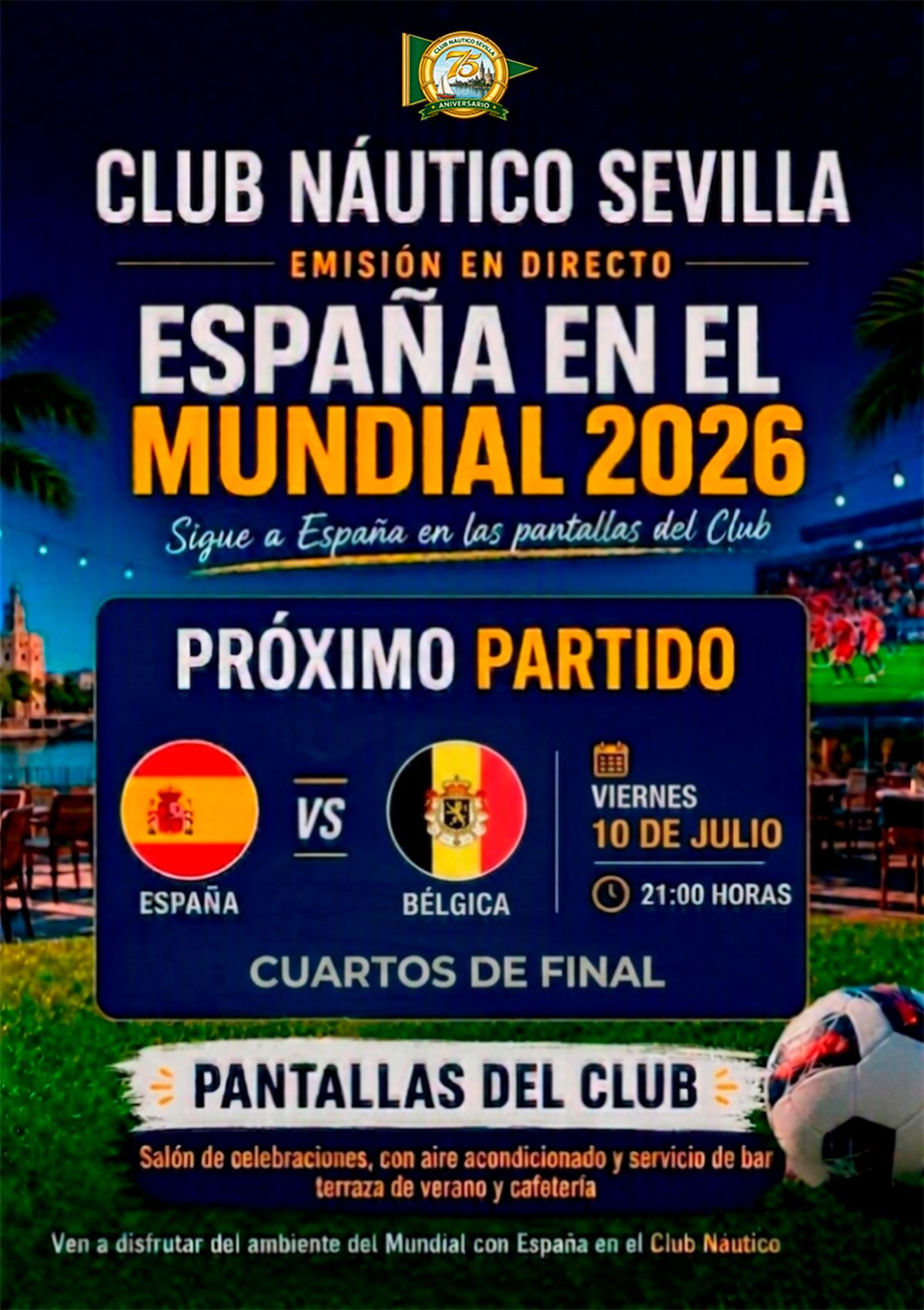 Vive el Mundial de fútbol en el Club Náutico