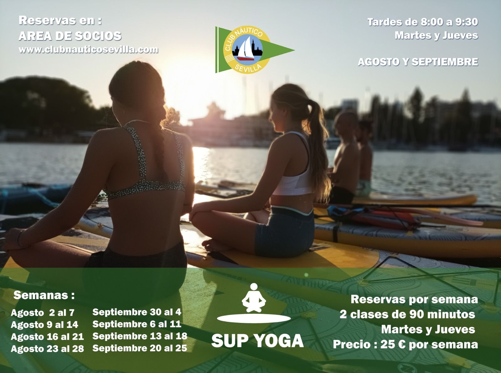 Actividad de SUP yoga en el Club Náutico Sevilla