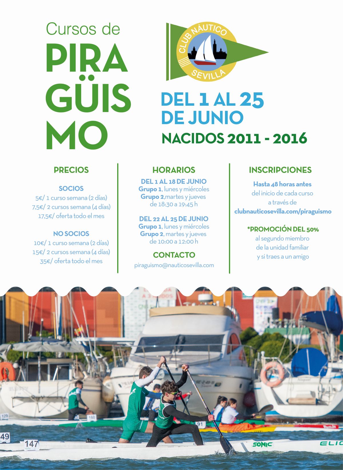 Cursillos de verano de piragüismo para menores