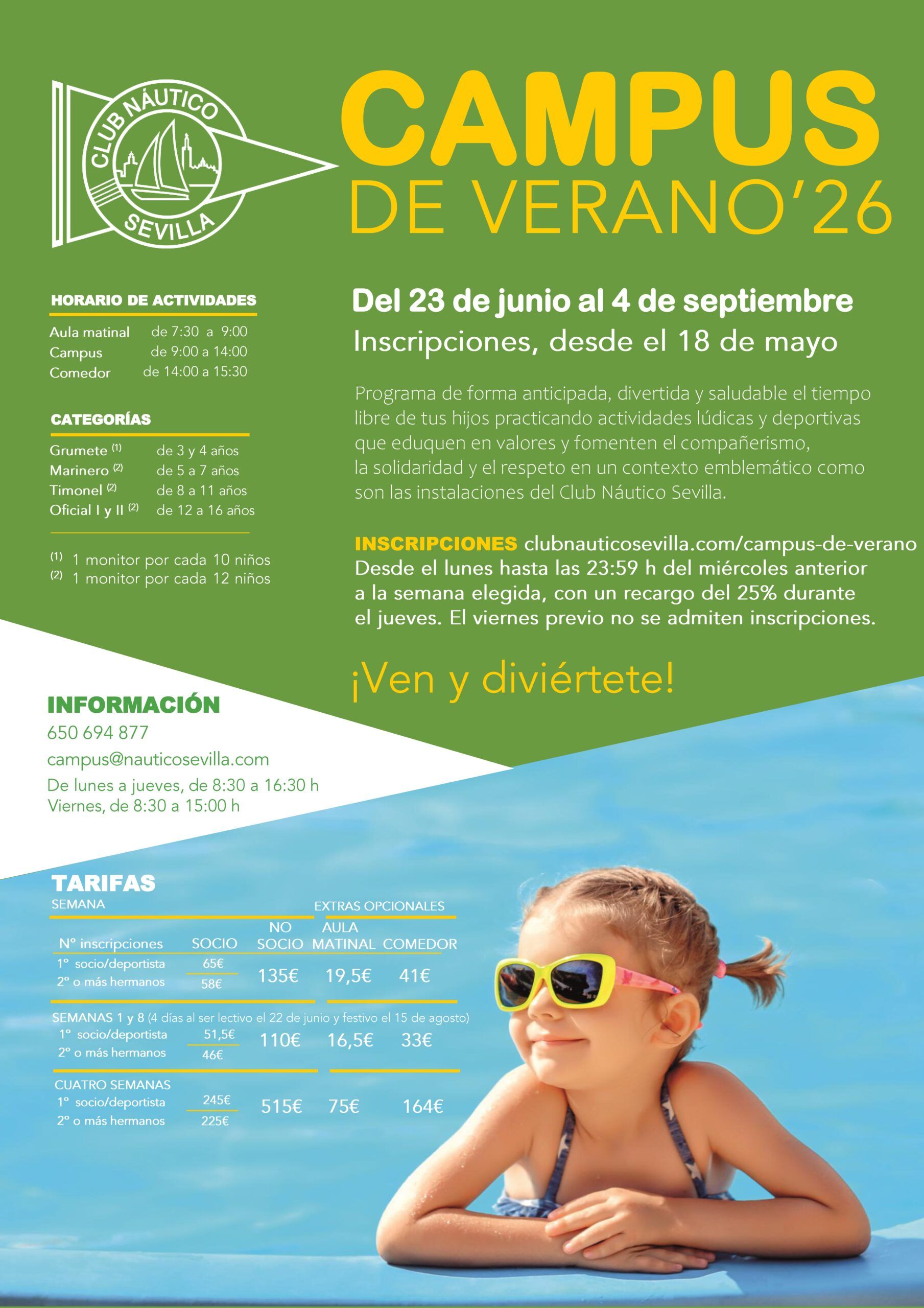 Abierto el plazo de inscripción del Campus de verano 2026 del Club Náutico Sevilla