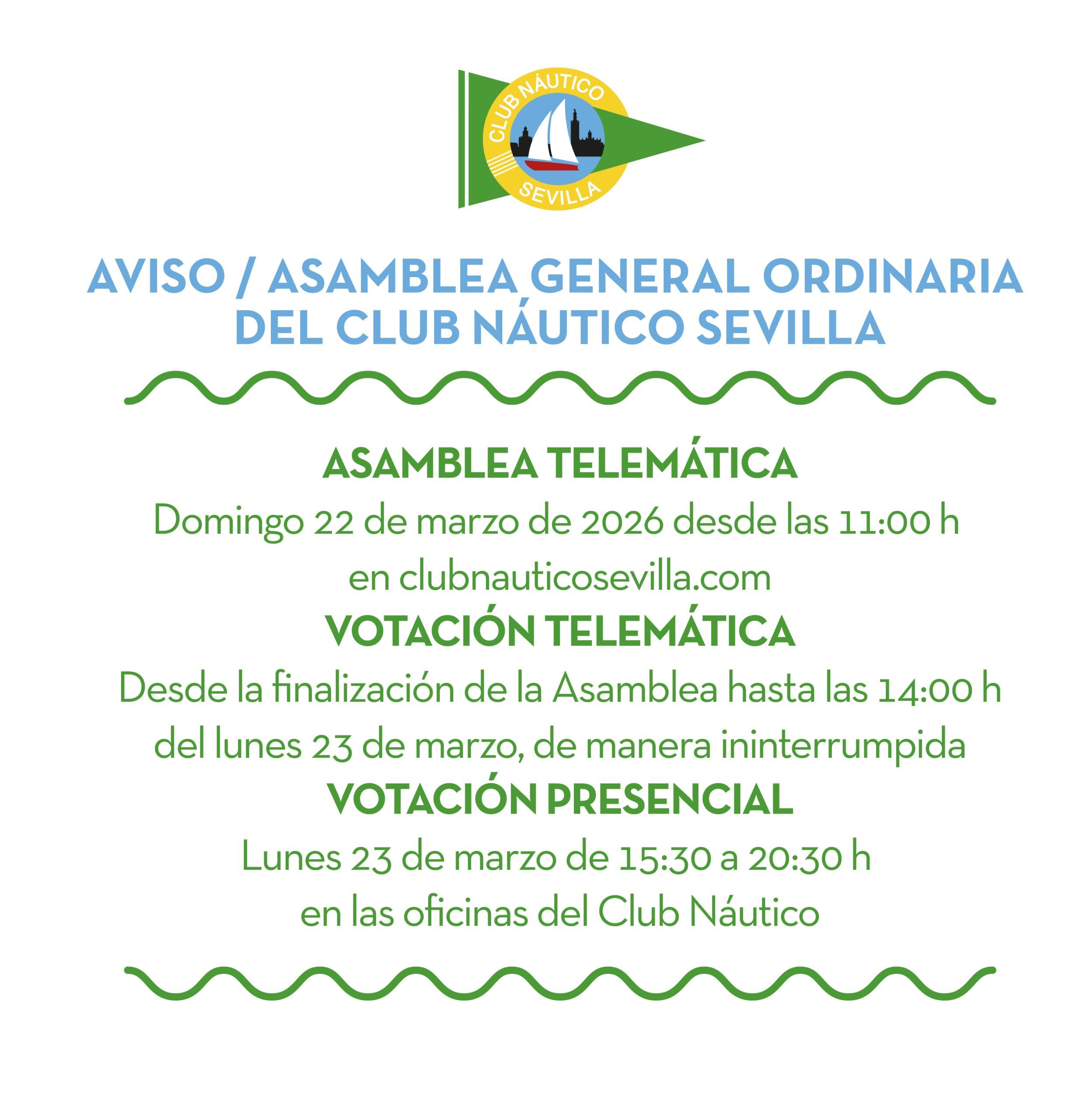 Cómo votar en la Asamblea general ordinaria del Club Náutico Sevilla