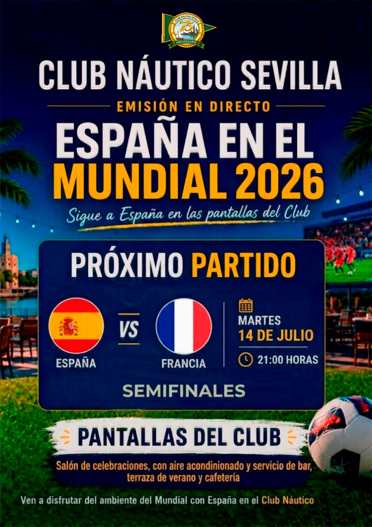 Vive el Mundial de fútbol en el Club Náutico